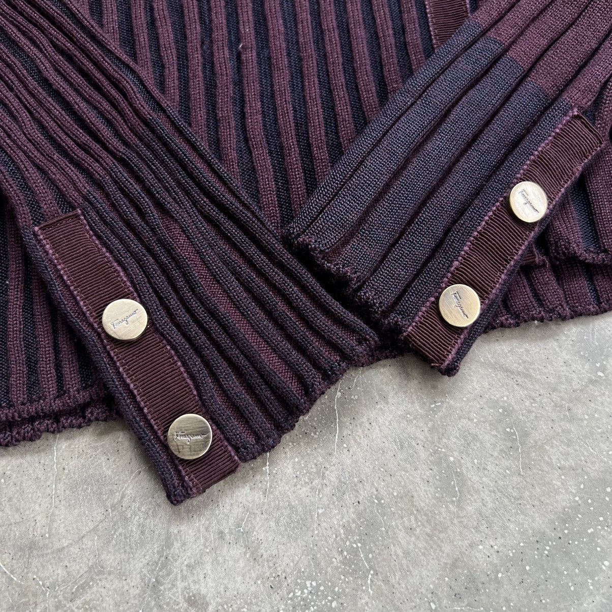 Salvatore Ferragamo Vintage 90s Salvatore Ferragamo Ribbed Knit Cardigan Size S / US 4 / IT 40 - 5 Thumbnail