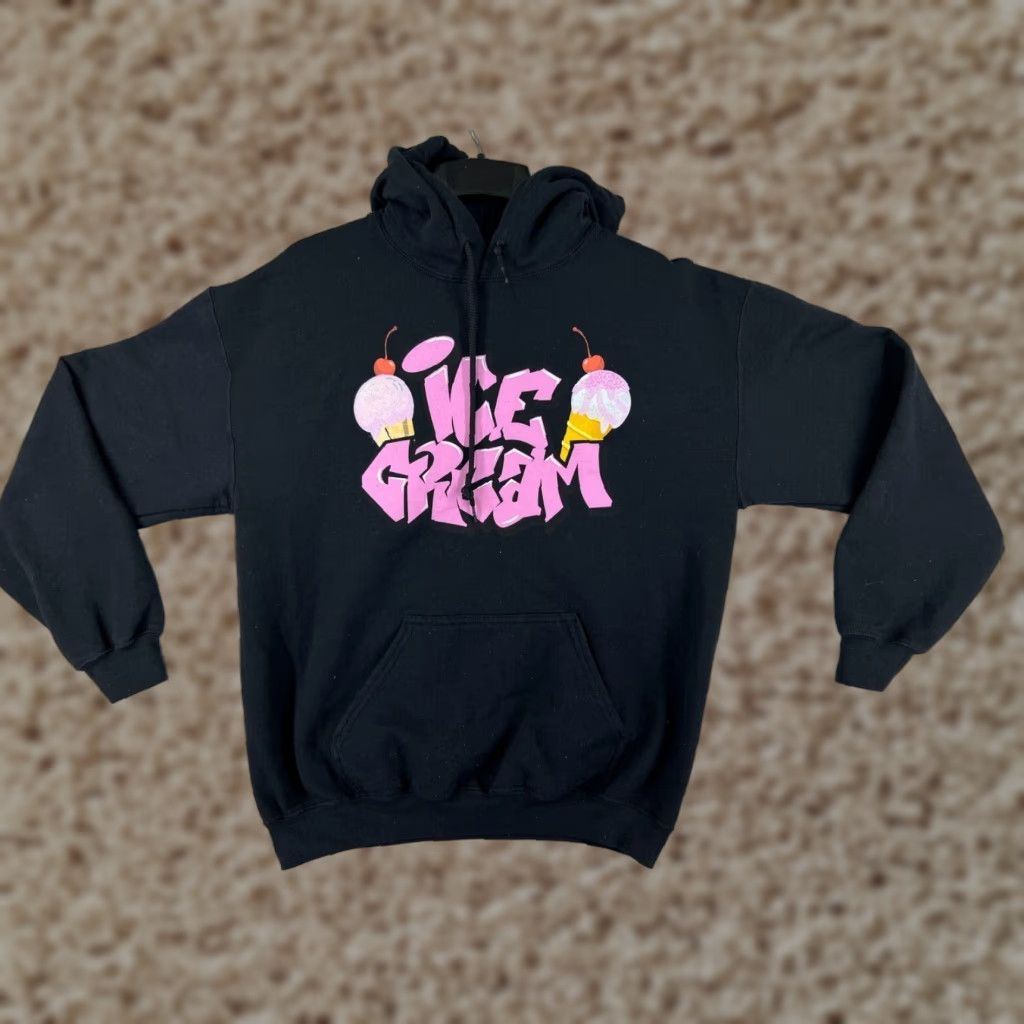 Vintage Black Pink Womens Hoodie Pullover 2020s KPop Music Logo Solid Long Sleeve Cotton Black Medium Size M / US 6-8 / IT 42-44 - 1 Thumbnail
