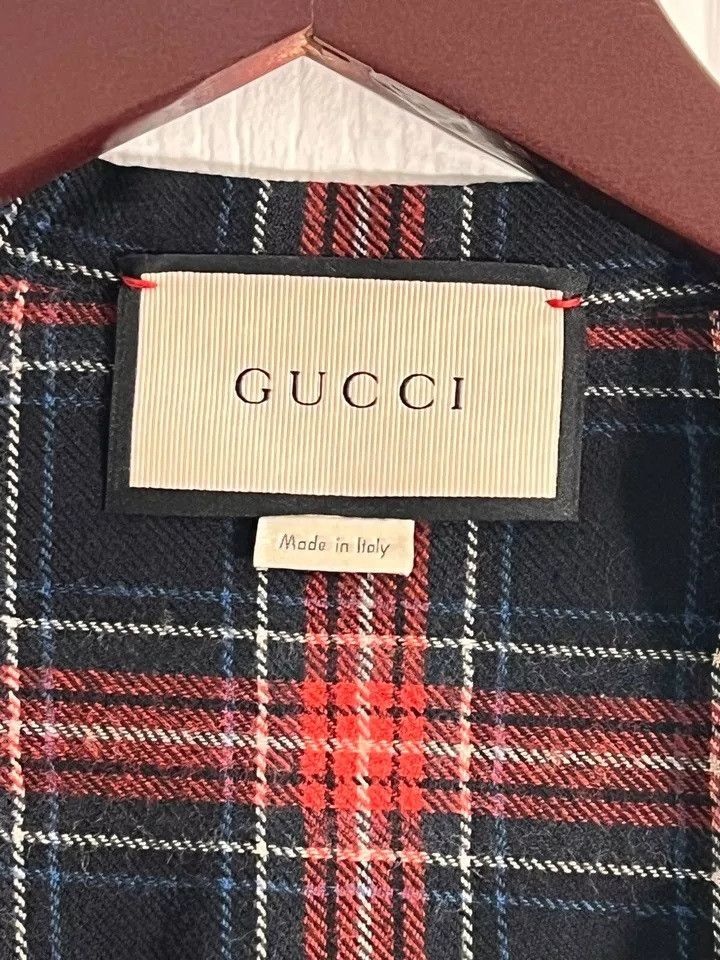 Gucci GUCCI Cambridge Flannel Long Sleeve Shirt Collar Red 52 Size US L / EU 52-54 / 3 - 2 Thumbnail