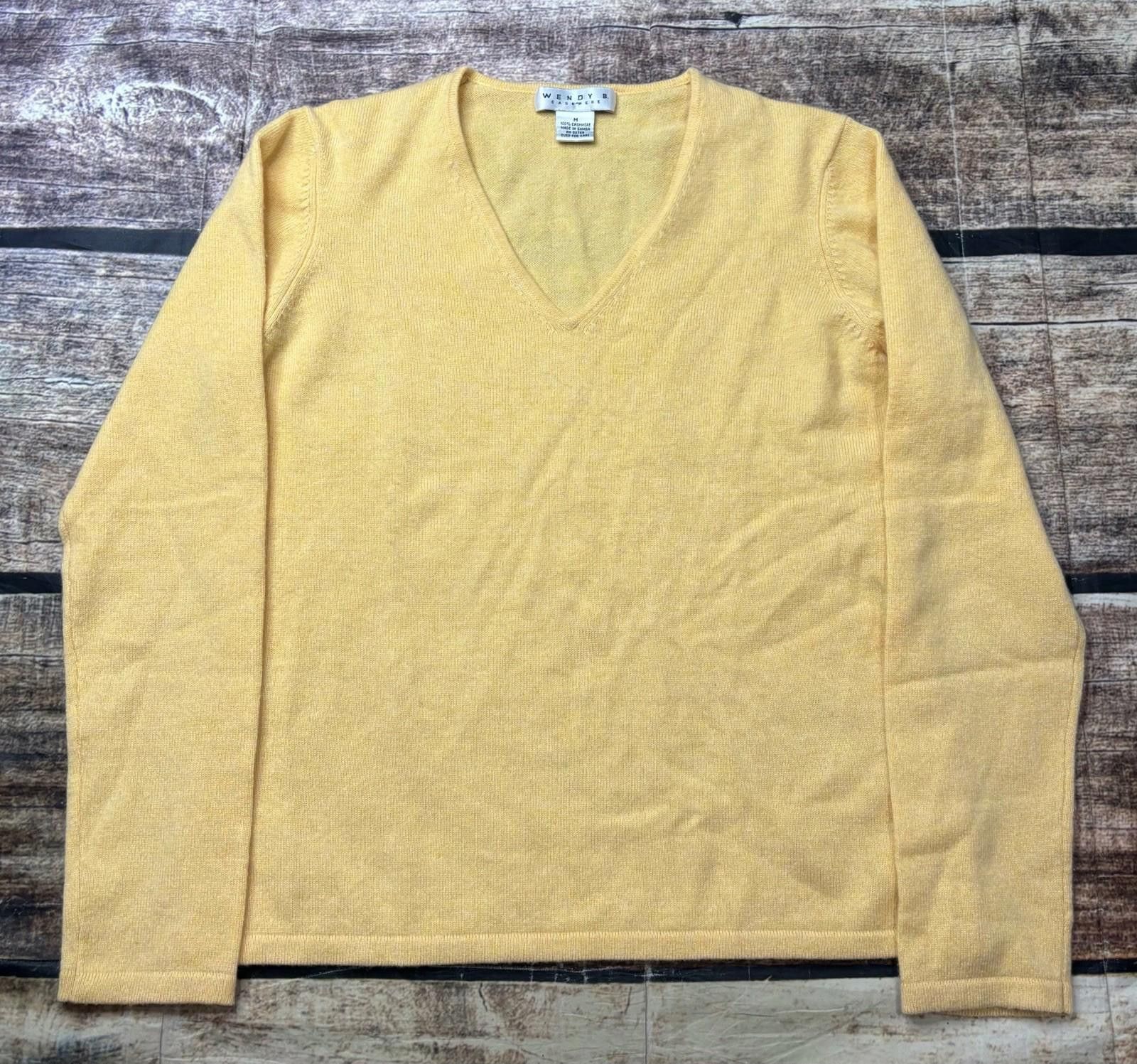 Other Wendy B Cashmere Sweater Women Medium V-Neck Pullover Yellow Size M / US 6-8 / IT 42-44 - 1 Thumbnail