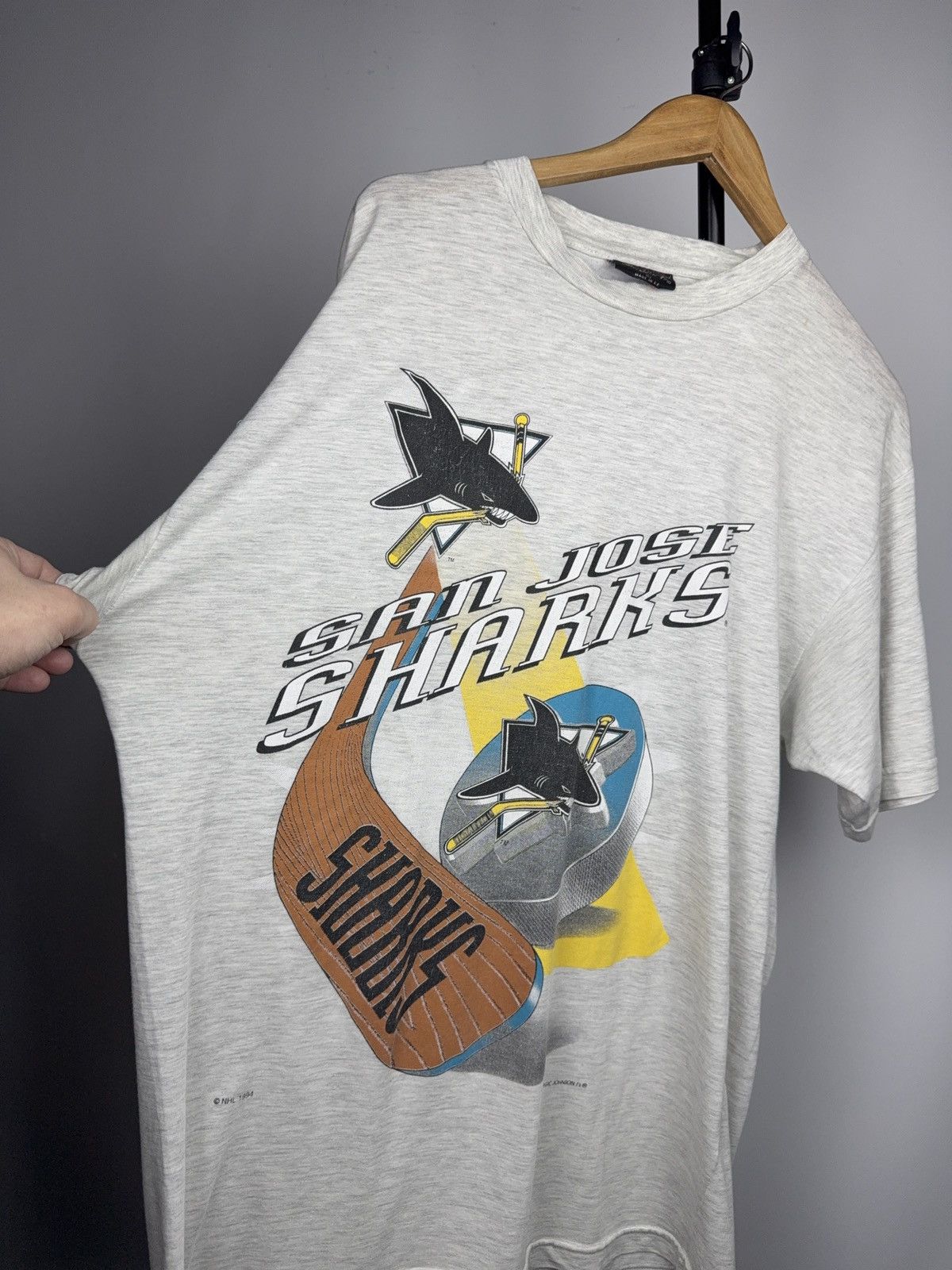NHL Retro Vintage 1994 San Jose Sharks NHL Graphic T-Shirt USA Size US L / EU 52-54 / 3 - 6 Thumbnail
