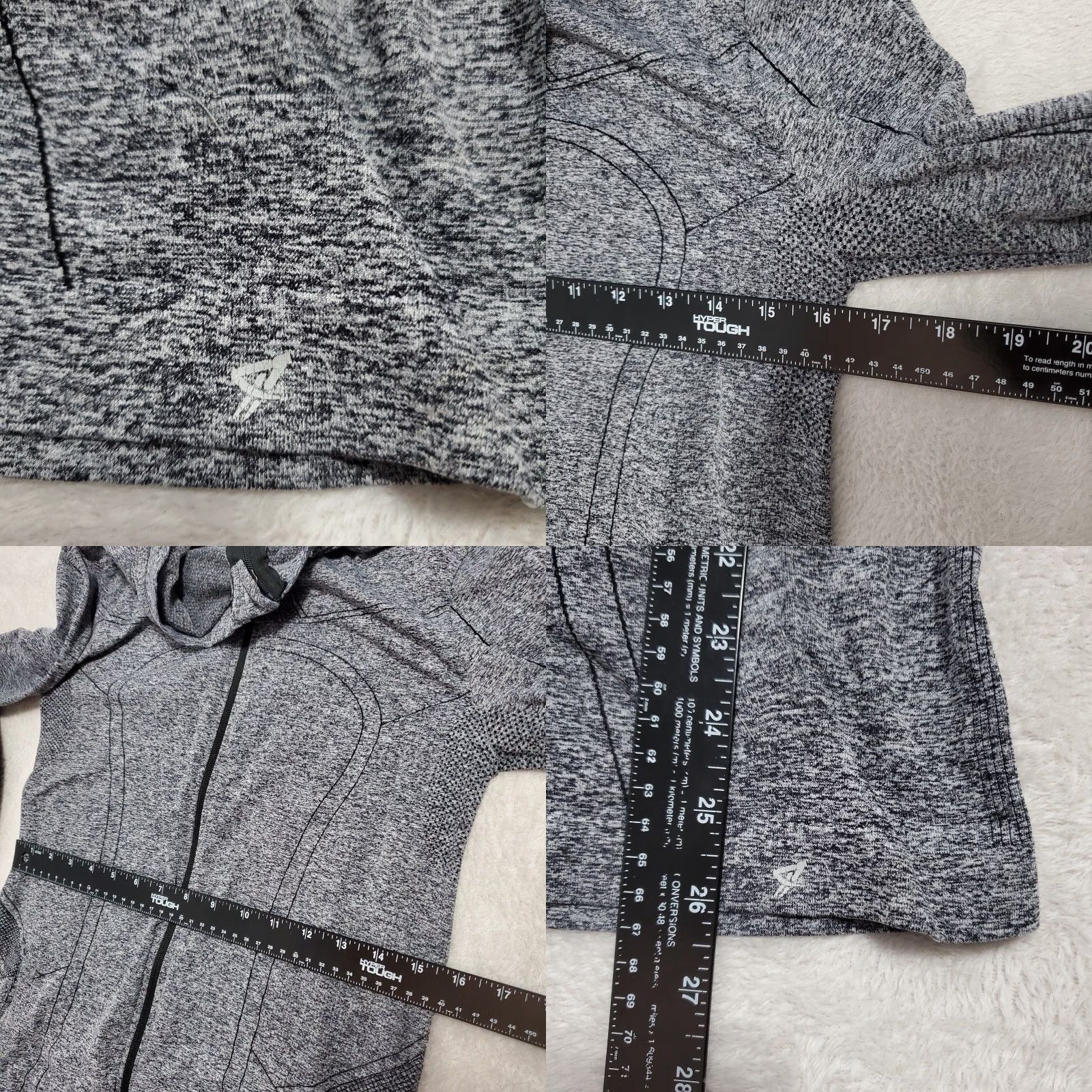 Vintage Workout Full Zip Hooded Sweatshirt Women L Gray Long Sleeve Pockets Thumbholes Slim Fit Outdoor Sports Athleisure Sweatshirt Mens Womens Size L / US 10 / IT 46 - 8 Thumbnail