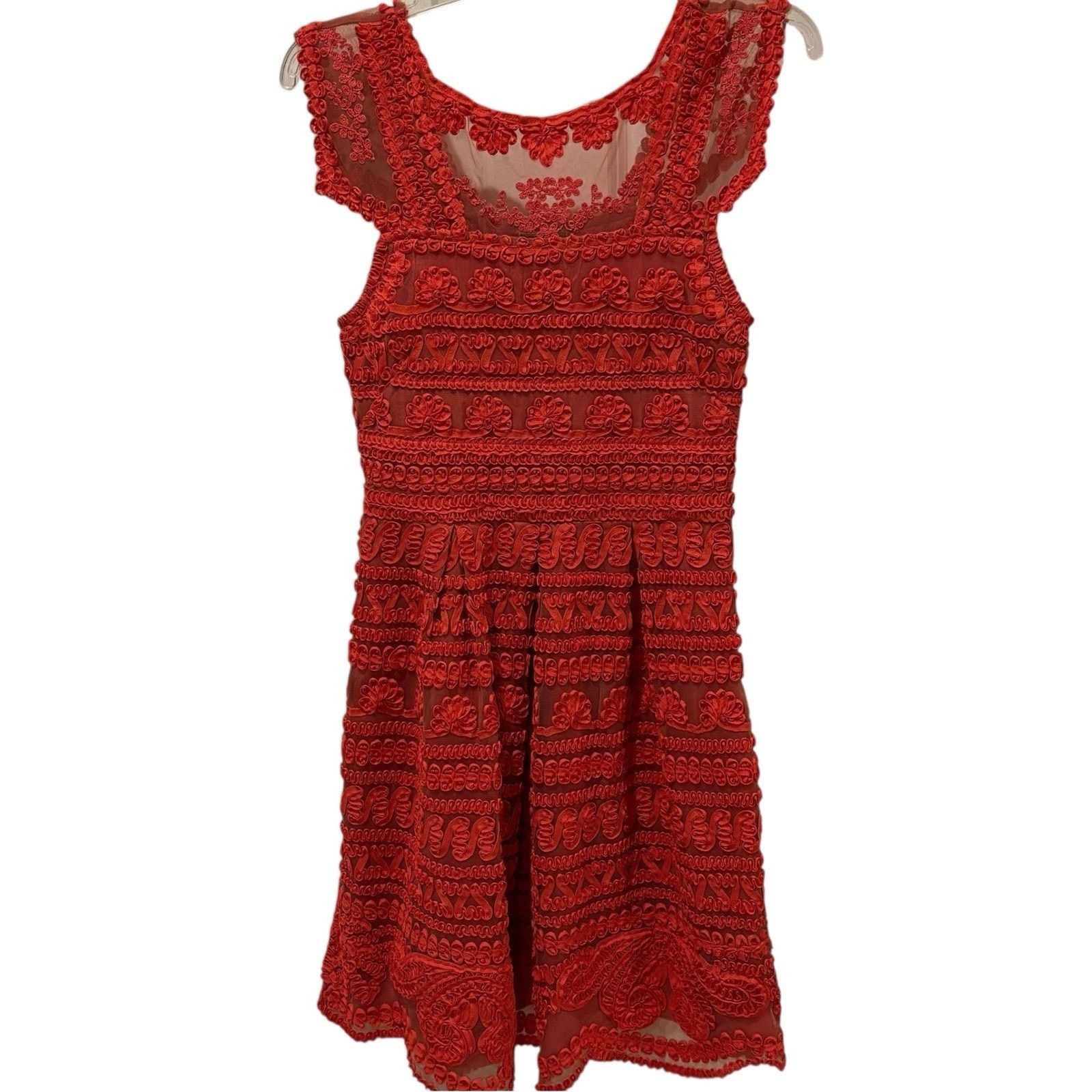 Anthro Yoana Baraschi Orange Soutache Embroidery Dress 4 -  wpequipmentugltd.com