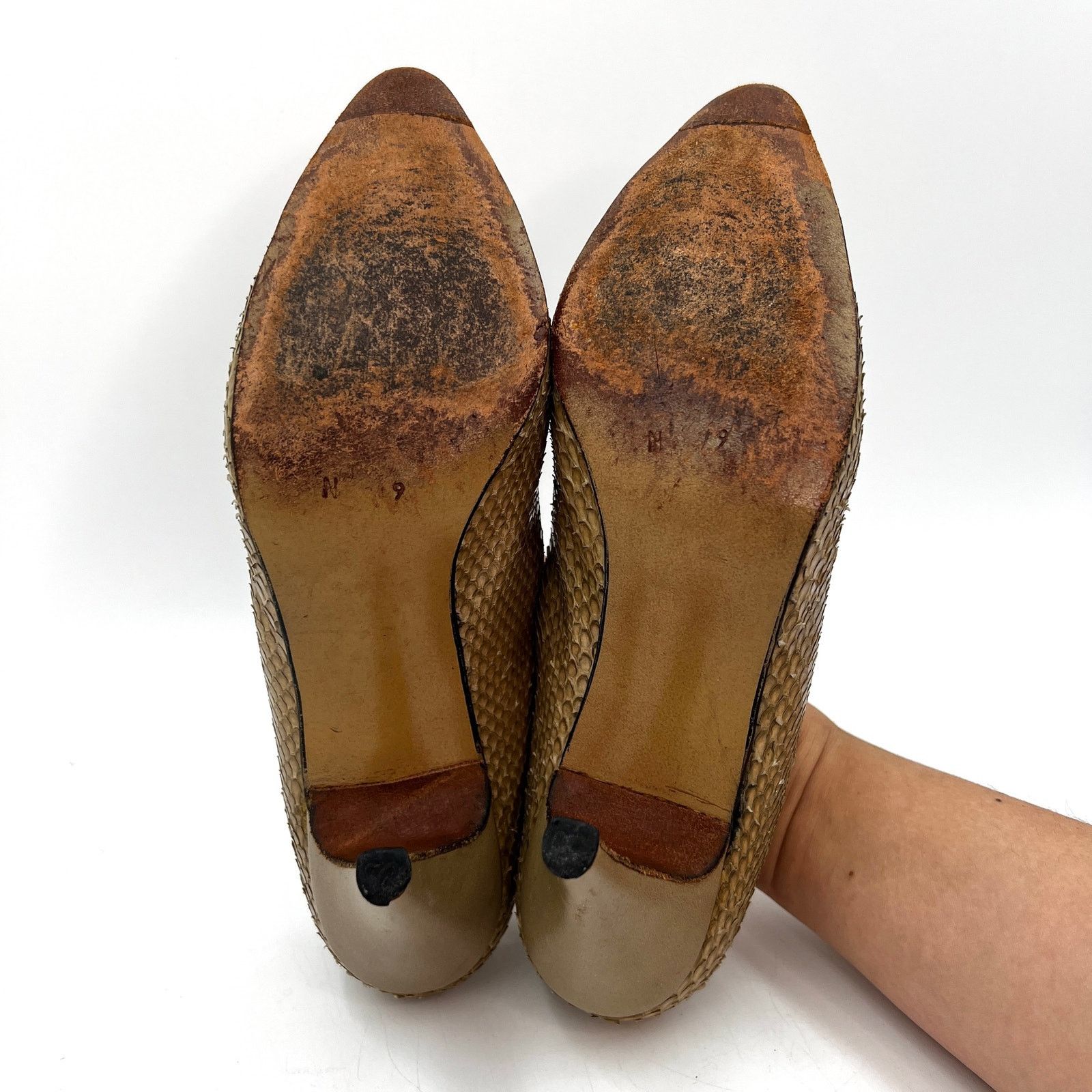 Vintage Rosina Ferragamo Schiavone Snake Leather Heels Size US 9 / IT 39 - 6 Thumbnail