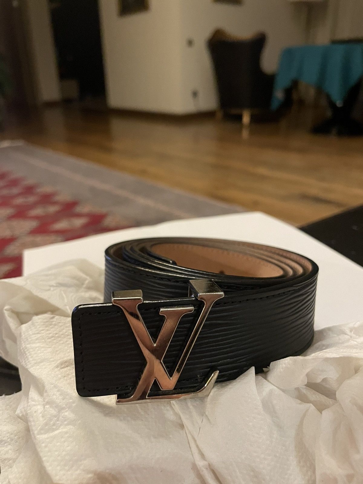 Louis Vuitton Belt LV Initiales Epi 1.25 Width Black in Leather with  Silver-tone - US