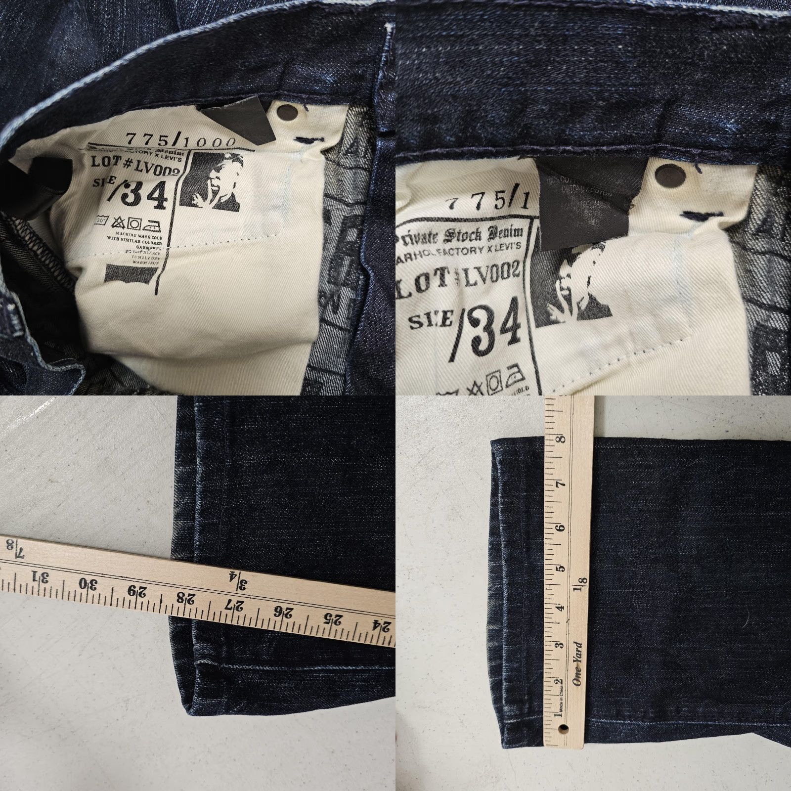 Levi's VINTAGE Levi's Warhol Factory x Levi's Private Stock Jeans Mens 30x28 34x32 Shrunk Selvedge Straight Blue 5-Pocket Mens Jeans Size US 30 / EU 46 - 9 Thumbnail