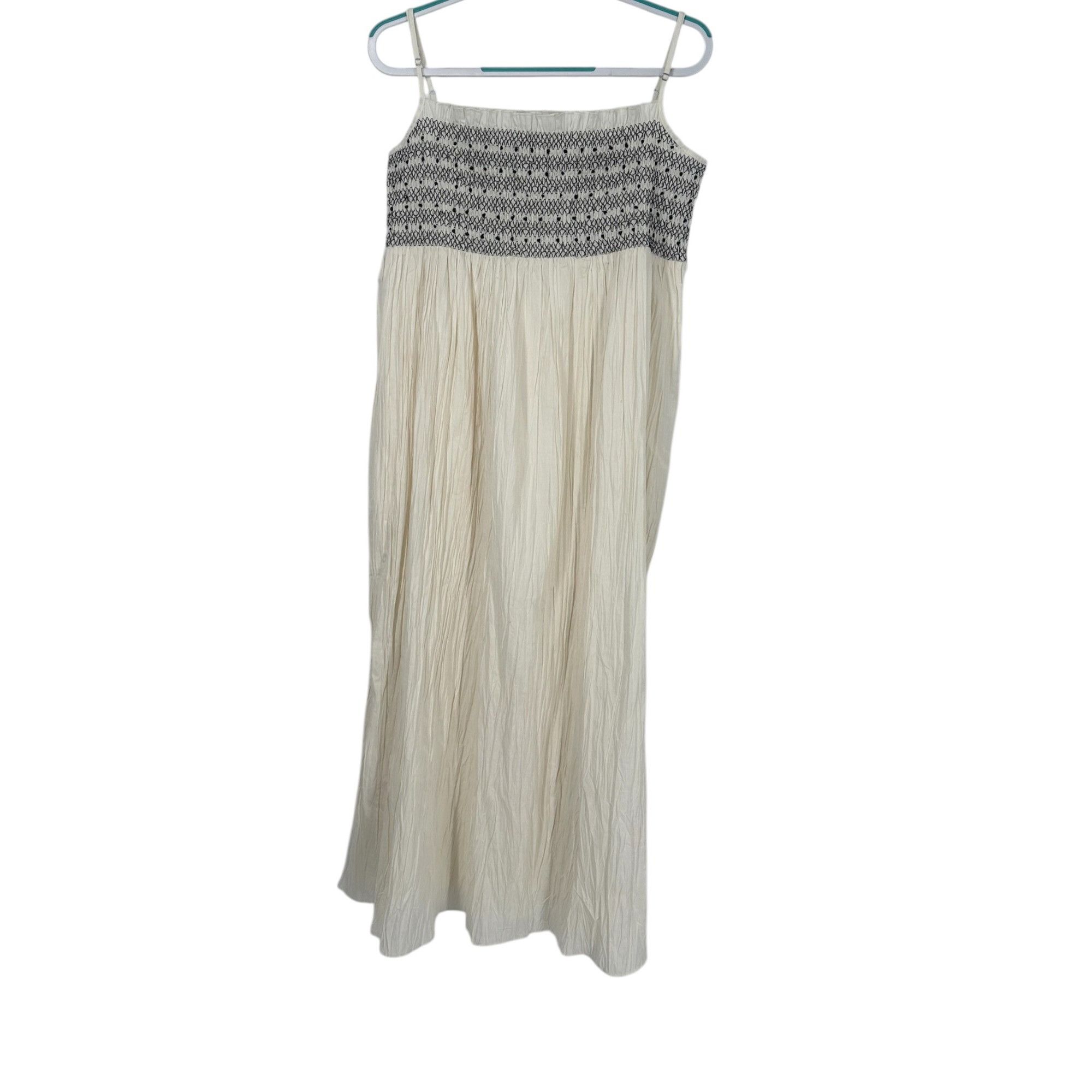 J.Crew J.Crew Coastal Bohemian Embroidered Dress Large Cream Cotton Size L / US 10 / IT 46 - 2 Thumbnail