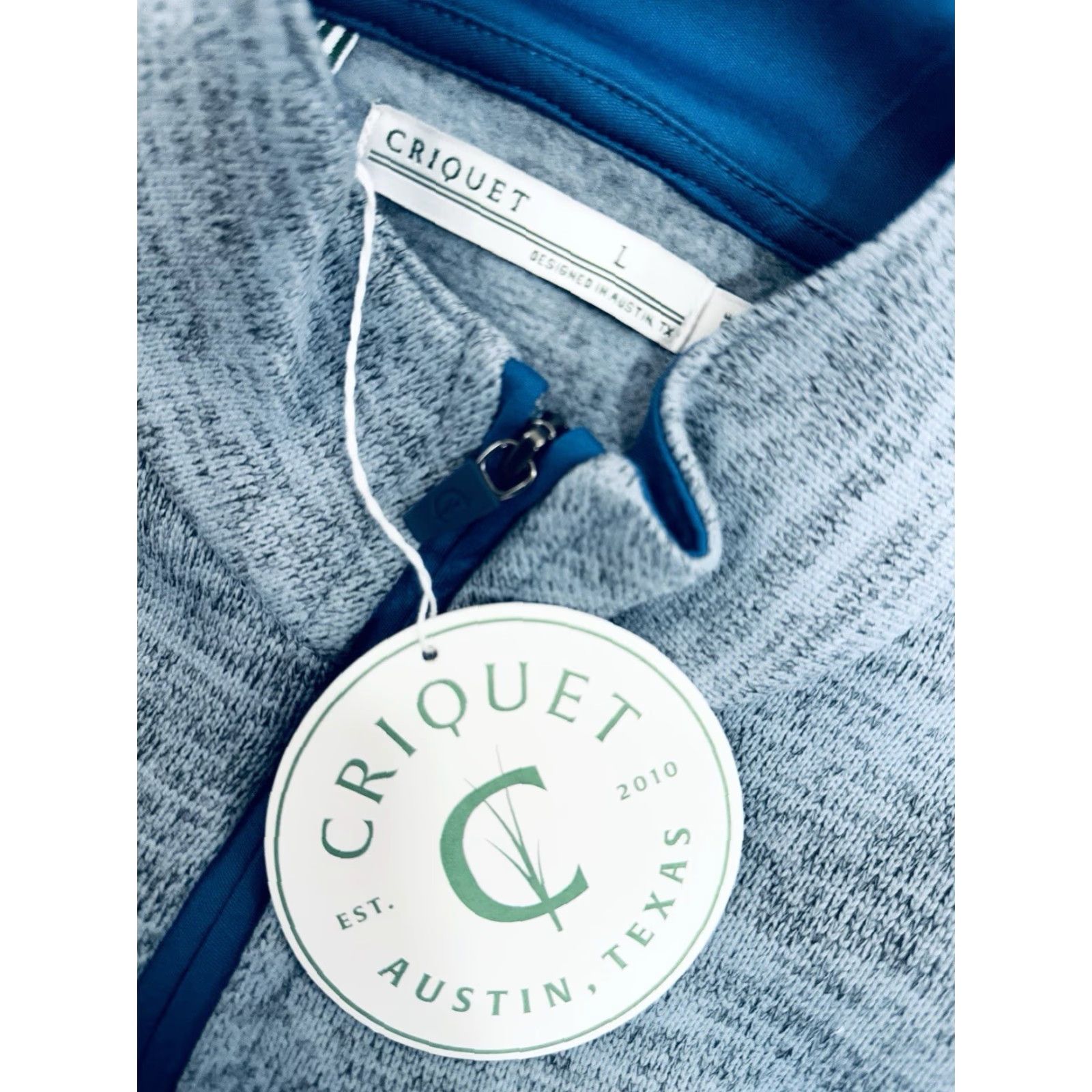 Logo 7 Criquet Austin - NEW w TAG - Fleece Full Zip Embroidered Logo L Sweater Jacket Shirt Mens Heather Blue CQ45 Size US L / EU 52-54 / 3 - 4 Thumbnail