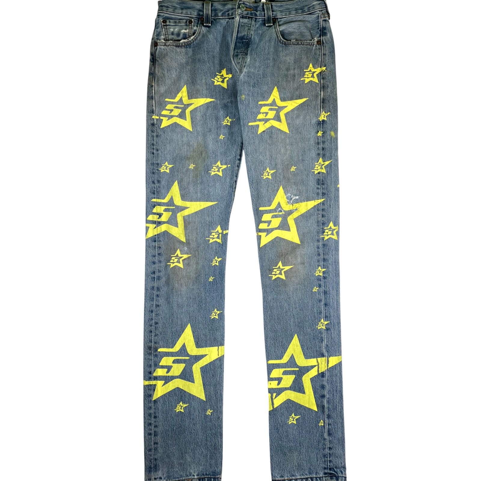 Sp5der Sp5der Star Light Wash & Yellow Jeans Size US 30 / EU 46 - 1 Thumbnail