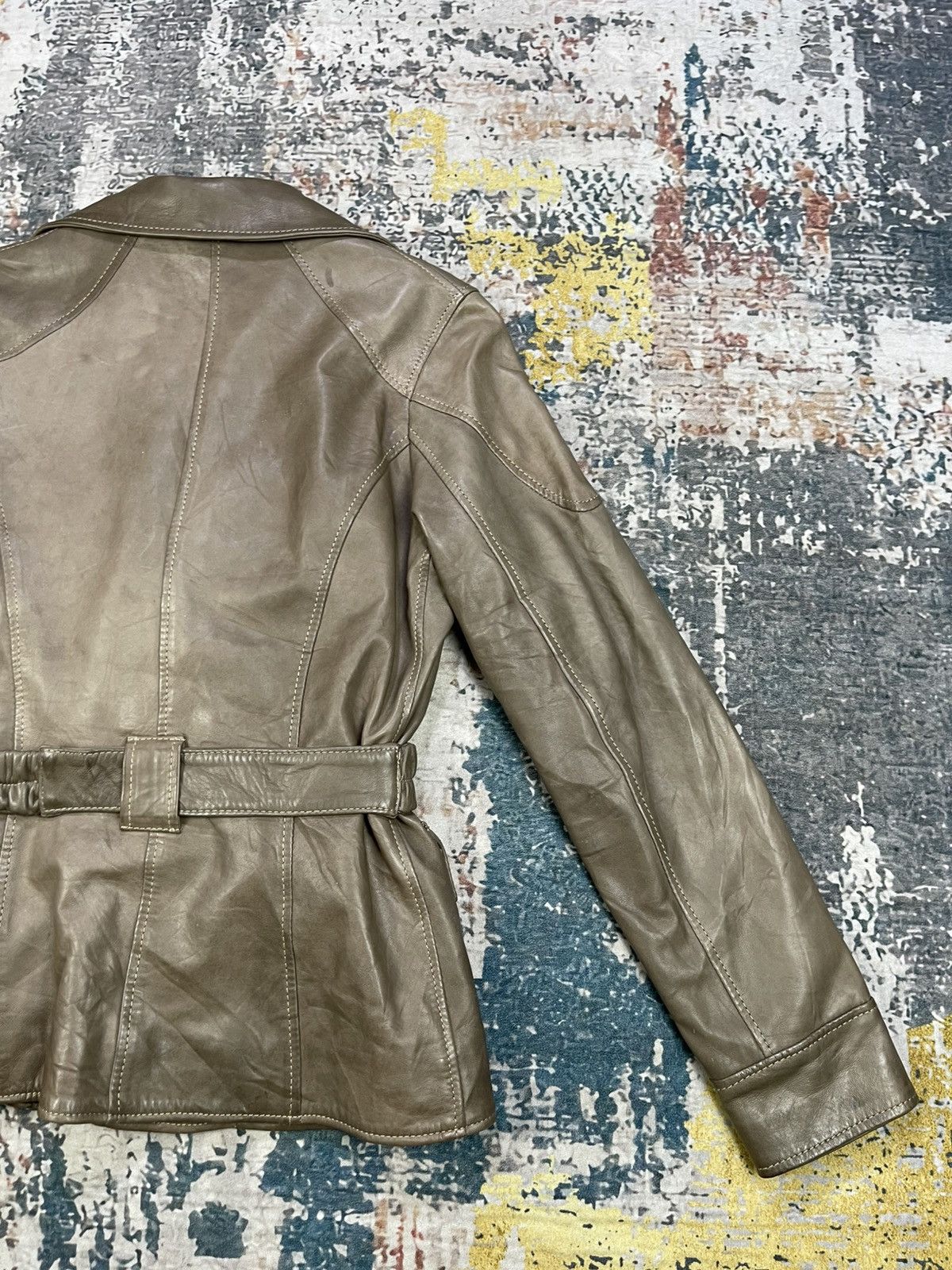 If Six Was Nine Sinéquanone Sheepskin Racoon Fur Belted Leather Jacket Size XS / US 0-2 / IT 36-38 - 4 Thumbnail