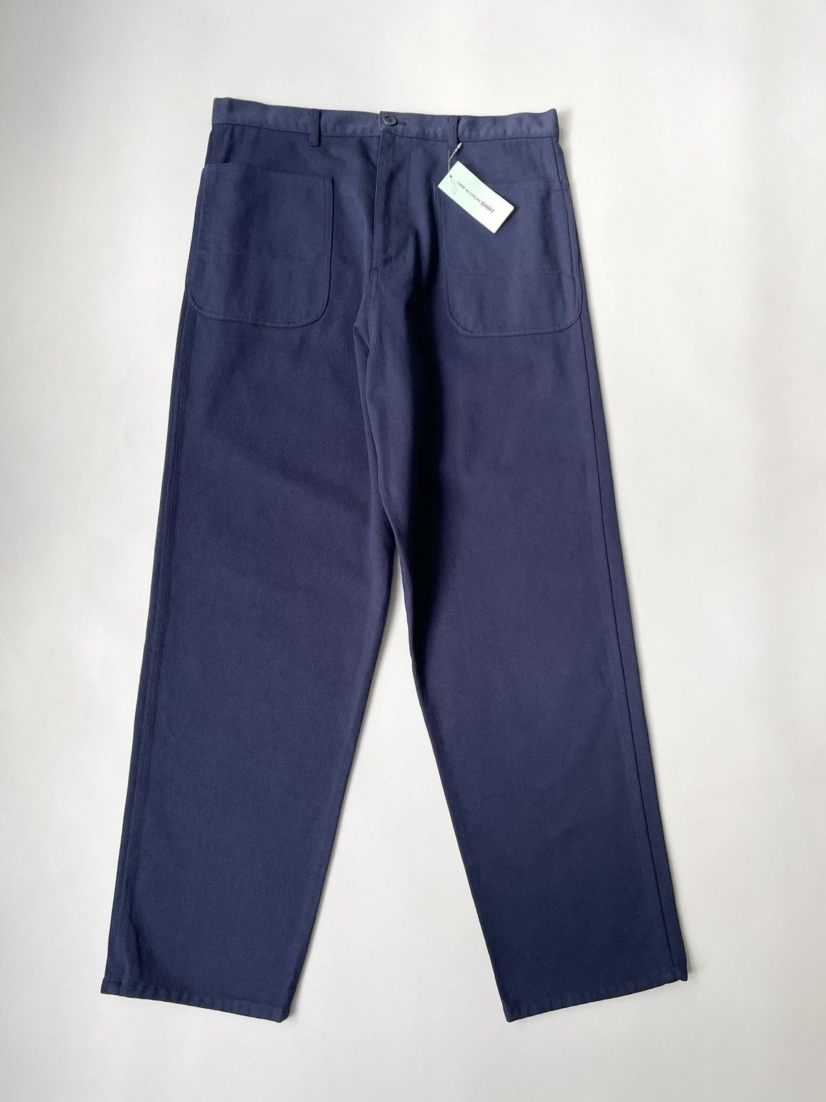 image of Comme Des Garcons Wide Leg Utility Trousers in Blue, Men's (Size 34)