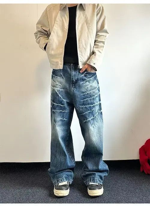 Japanese Brand × Jean Blue street washed vintage distressed straight jeans y2k Size US 32 / EU 48 - 1 Thumbnail