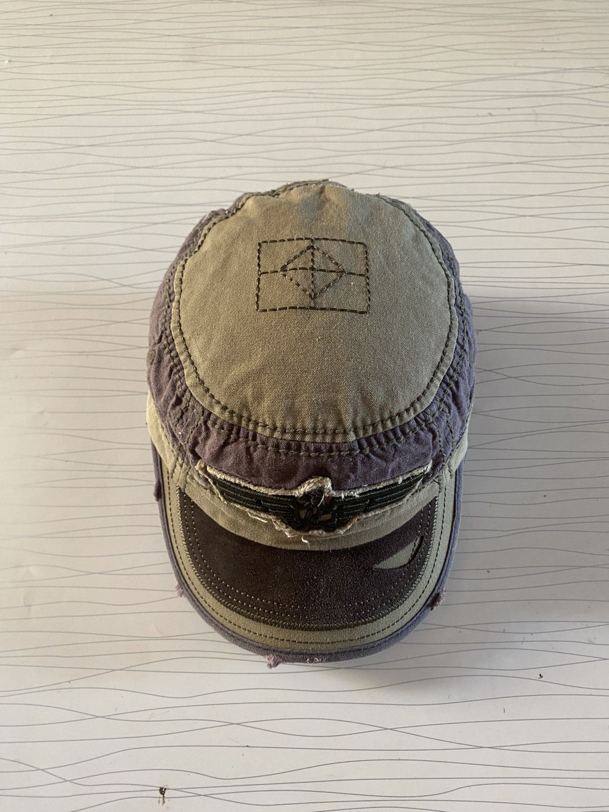 Japanese Brand H Coustic Distressed Design Patrol Military Denim Cap y2k Size ONE SIZE - 4 Thumbnail