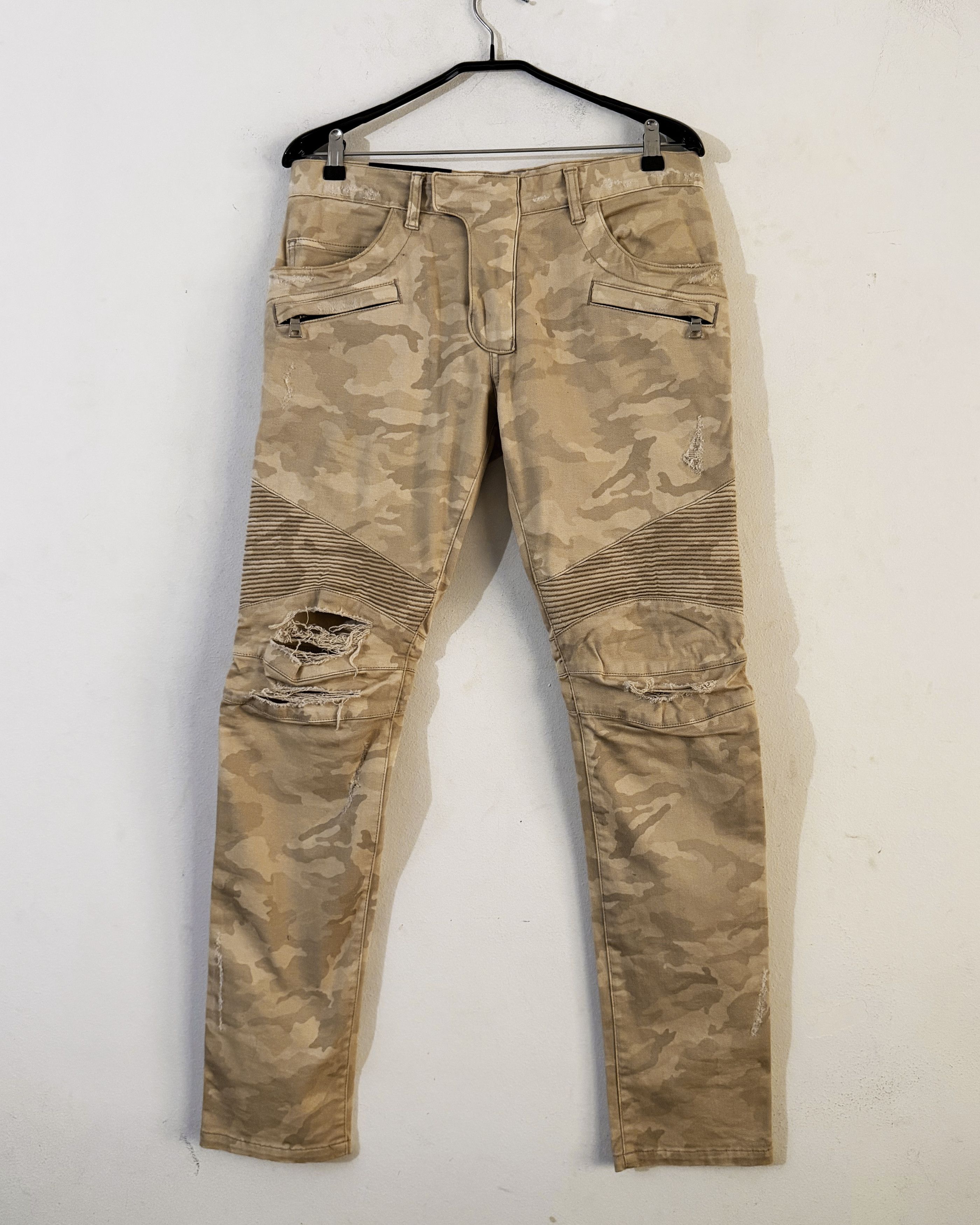 Desert Camo Distressed Biker Jeans