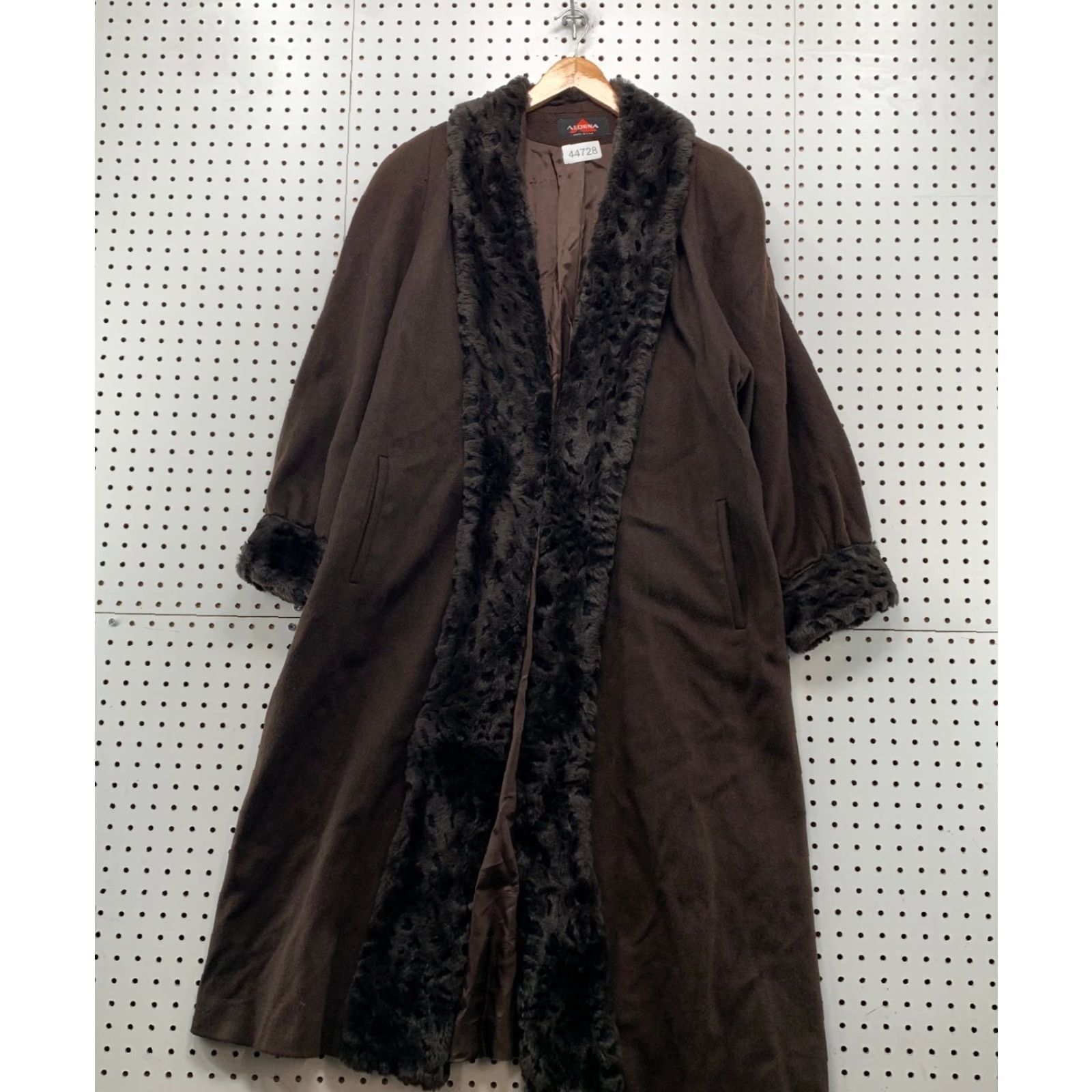 Penn VINTAGE Alorna Wool Coat Womens XL Brown Faux Fur Overcoat Size XL / US 12-14 / IT 48-50 - 2 Thumbnail