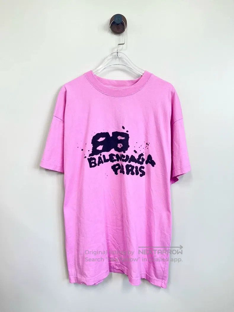 Balenciaga Balenciaga Pink double B graffiti letter logo short-sleeve Size US M / EU 48-50 / 2 - 1 Thumbnail