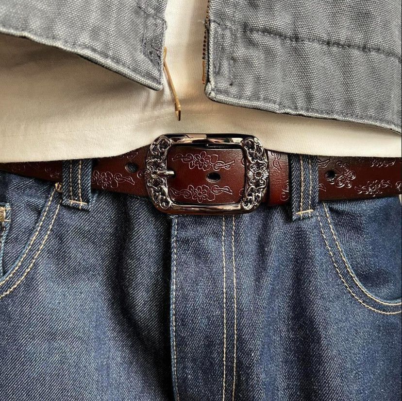 Cowboy Equipment vintage style brown american western floral design belt Size ONE SIZE - 2 Thumbnail