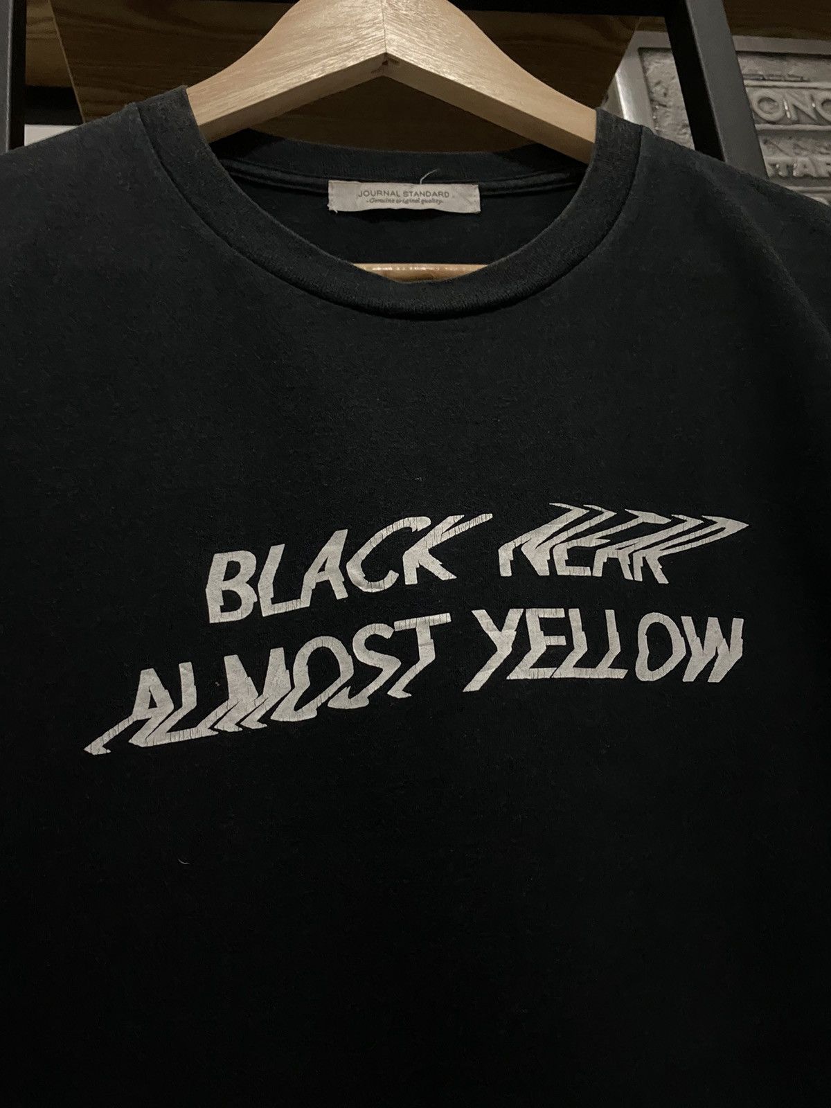 Japanese Brand Journal Standard Black Near Almost Yellow Tilted Font Tshirt Size US M / EU 48-50 / 2 - 2 Thumbnail