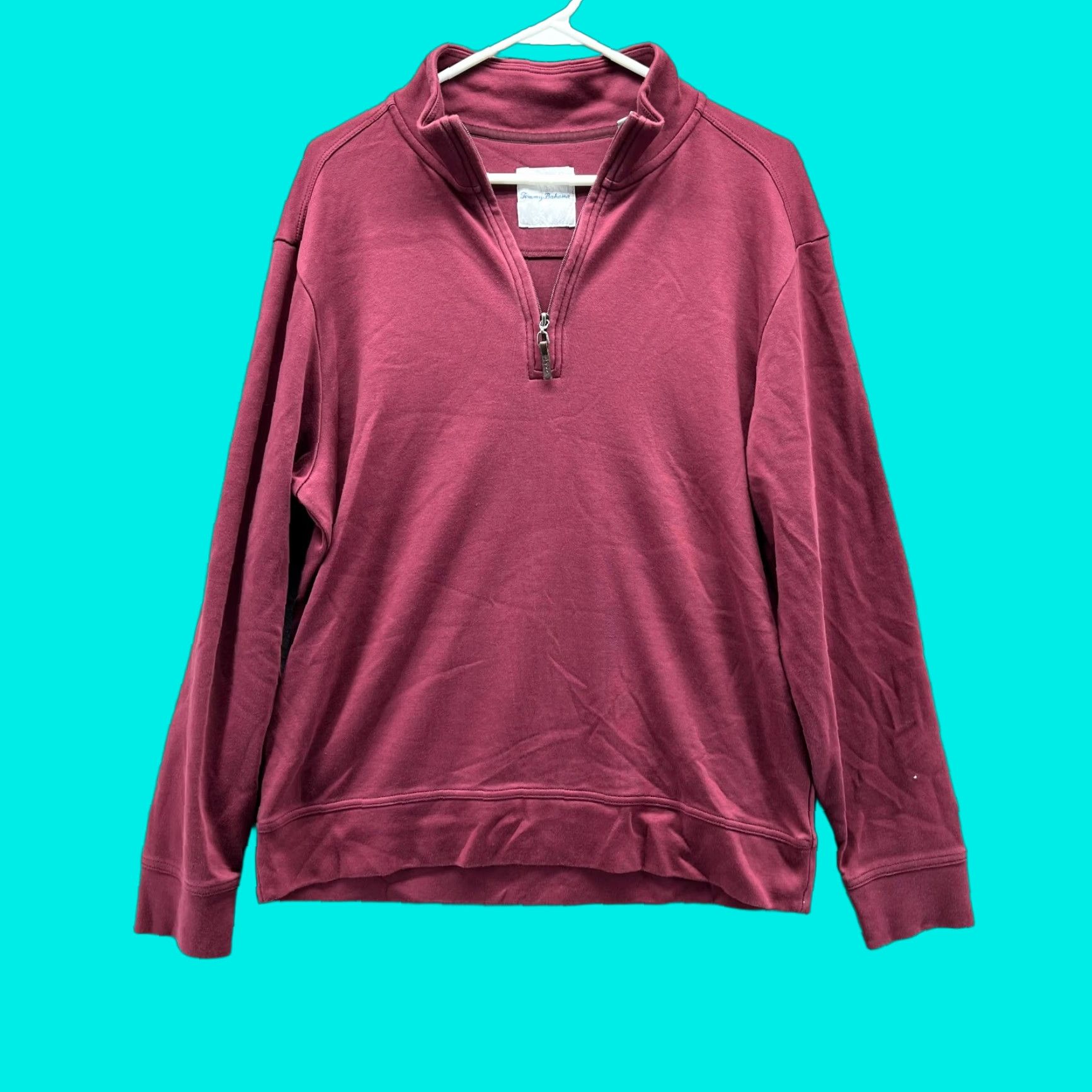 Tommy Bahama VINTAGE Tommy Bahama Sweater Mens Medium Burgundy Mock Neck Pullover Fleece Cotton Size US M / EU 48-50 / 2 - 1 Thumbnail