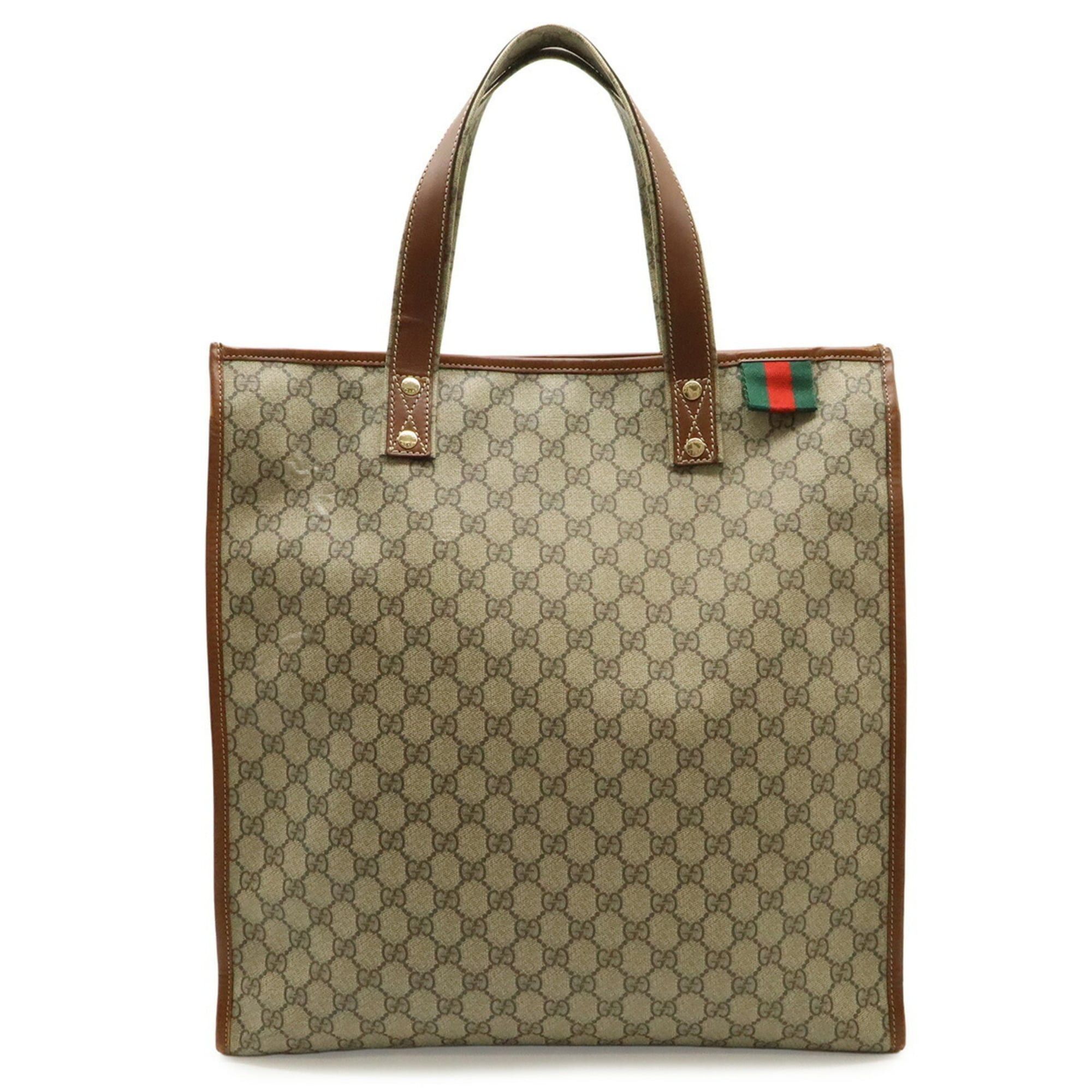 Gucci GUCCI GG Supreme Tote Bag Shoulder Leather White Brown 233081 Size ONE SIZE - 1 Thumbnail