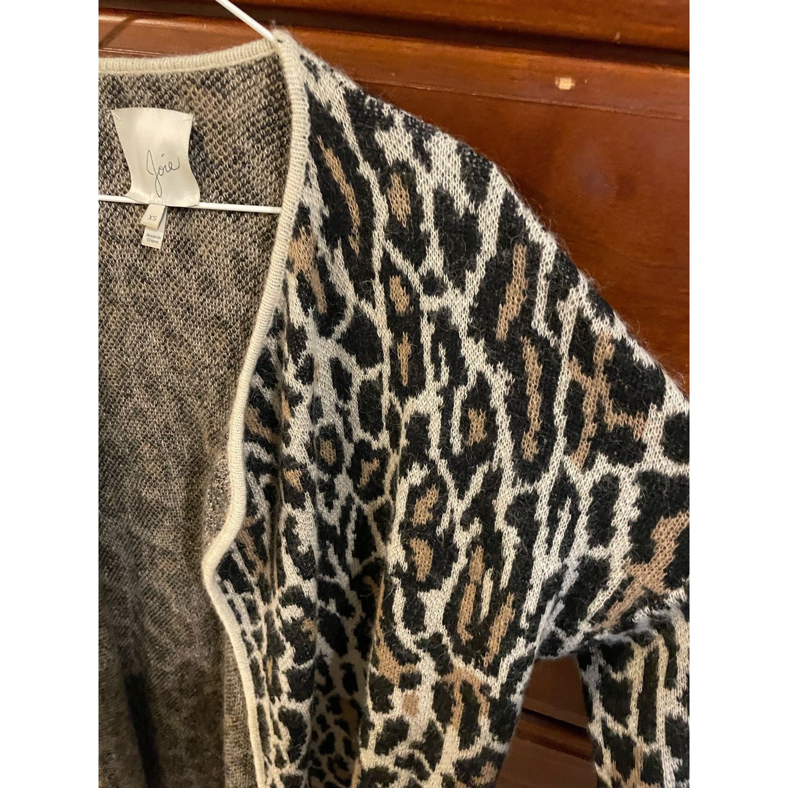 Joie Joie Berit Cardigan Animal Leopard Open Front Wool Blend, XS Size XS / US 0-2 / IT 36-38 - 9 Thumbnail