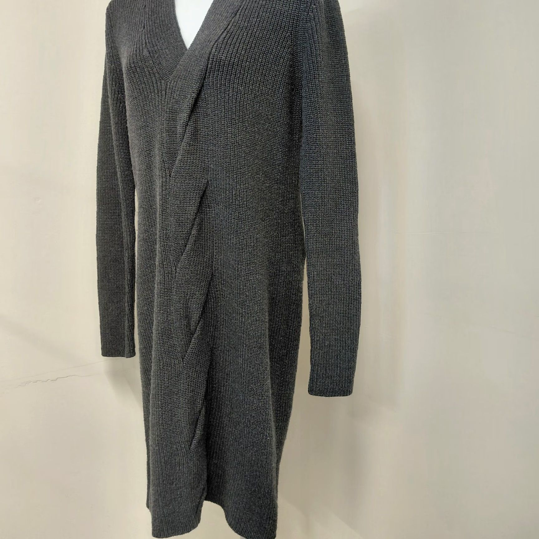 Calvin Klein Calvin Klein Sweater Dress Women's L Black Cable Knit Ribbed Wrap Stylish Size L / US 10 / IT 46 - 4 Thumbnail