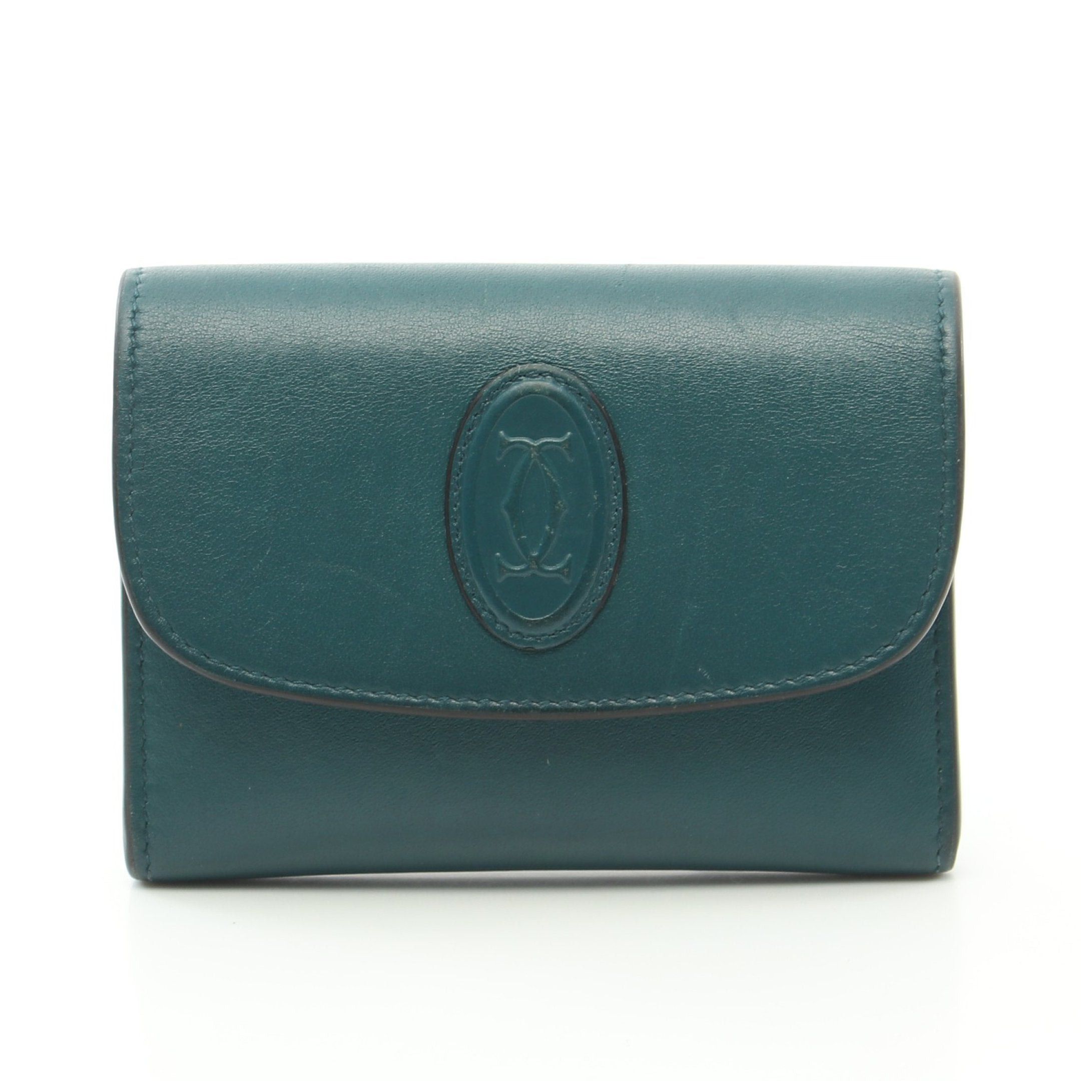 image of Mast De Cartier Bi-Fold Wallet Leather Blue Green, Women's