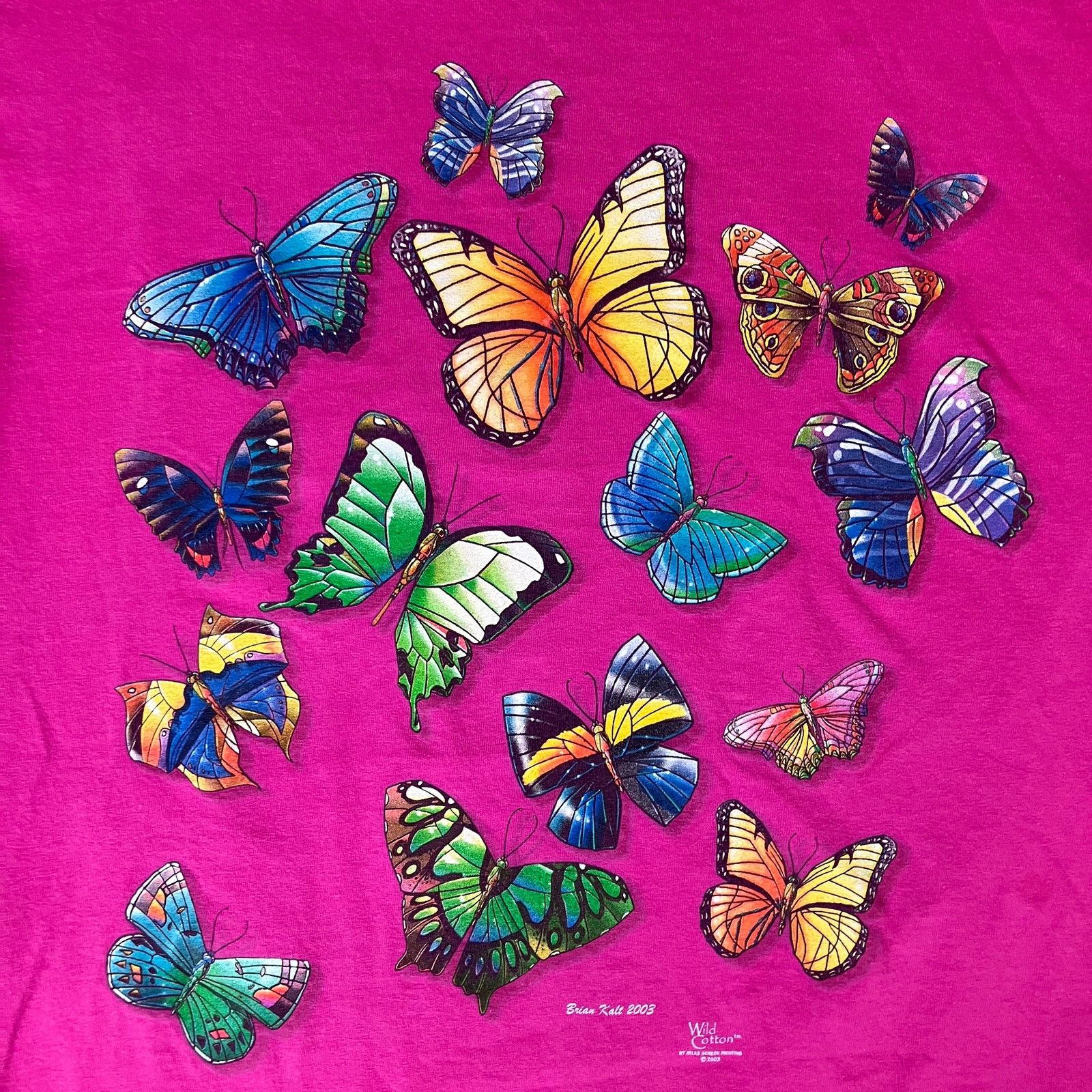 Anvil × Vintage Vintage 2003 Butterflies Double Sided Nature T-shirt Size US L / EU 52-54 / 3 - 9 Thumbnail