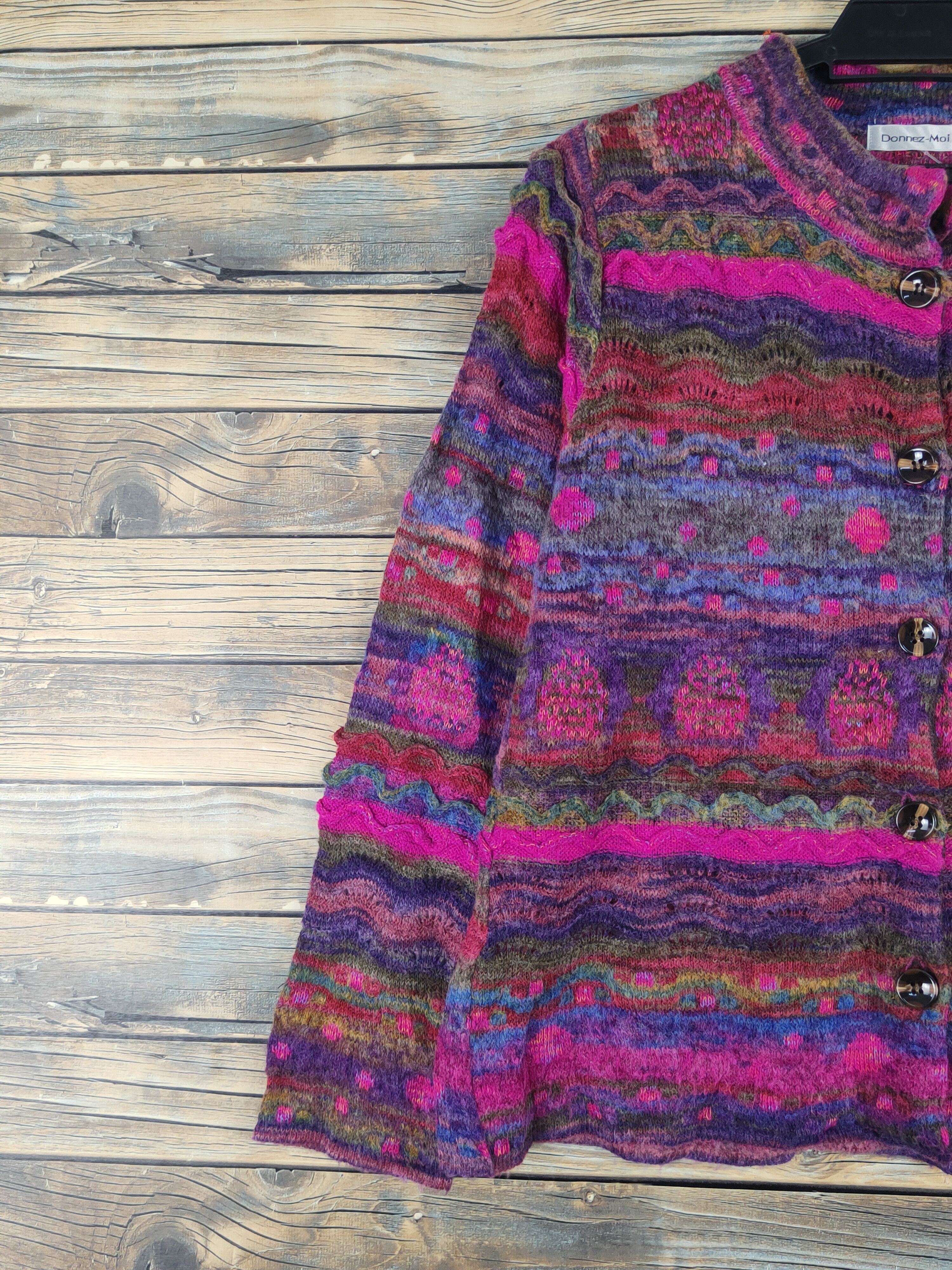 Vintage Donnez Moi Pink Purple Knitwear Cardigan #W2039 Size M / US 6-8 / IT 42-44 - 3 Thumbnail