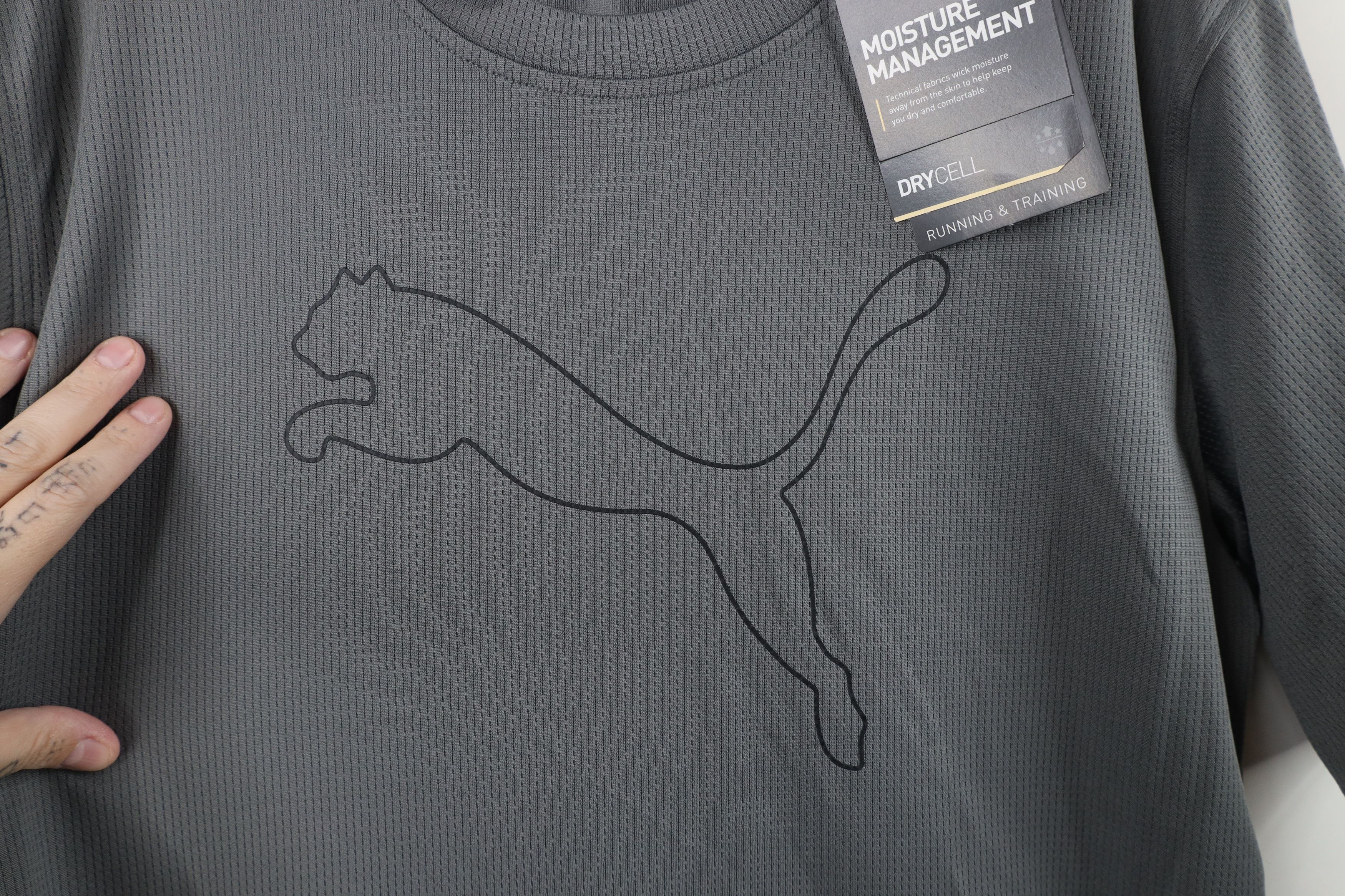 Puma New Puma Logo Knit Short Sleeve Training Gym T-Shirt Gray Size US M / EU 48-50 / 2 - 6 Thumbnail