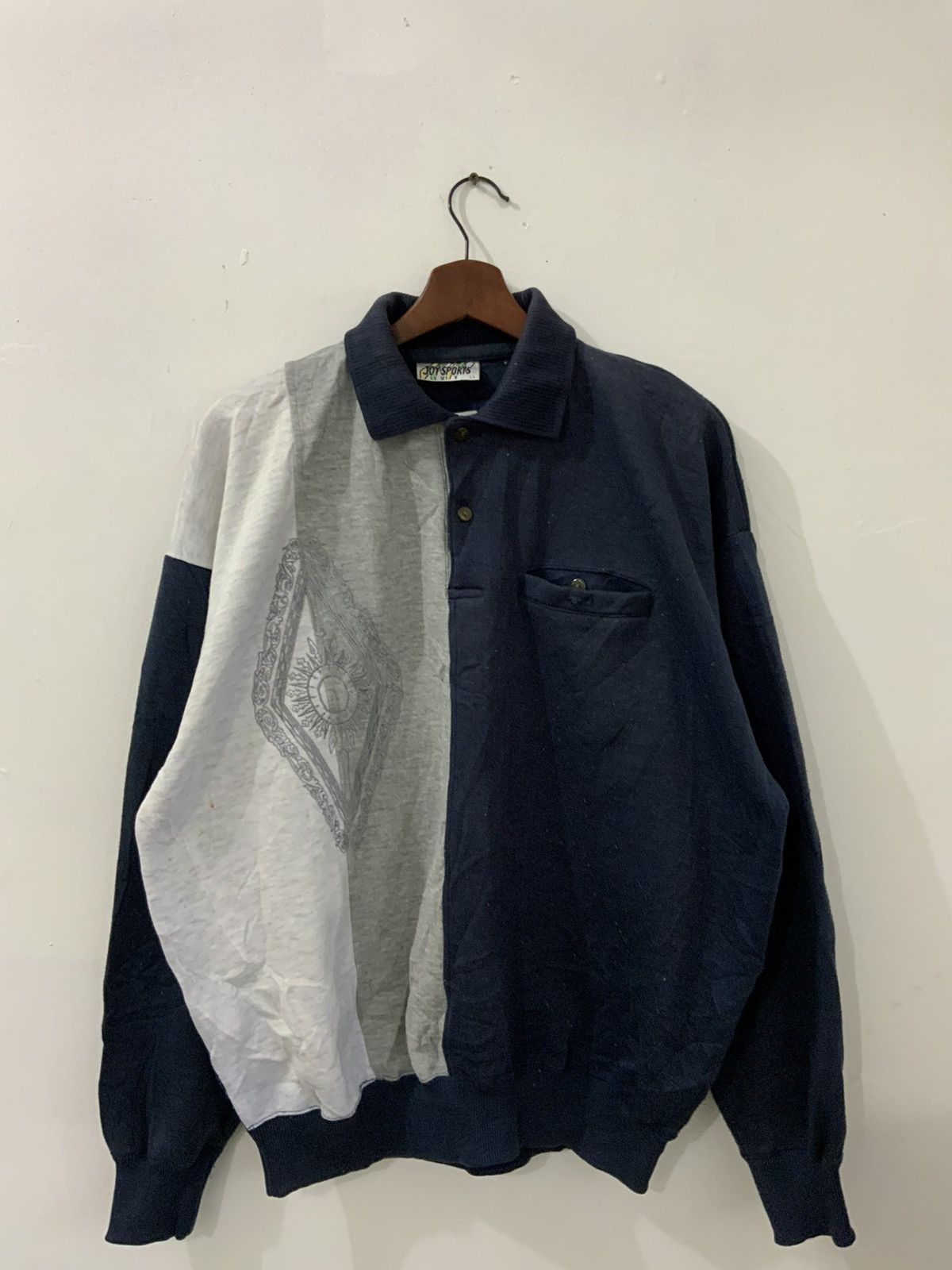 Japanese Brand Vintage Joy Sports Indigo Collar Sweatshirt Size US XL / EU 56 / 4 - 1 Thumbnail