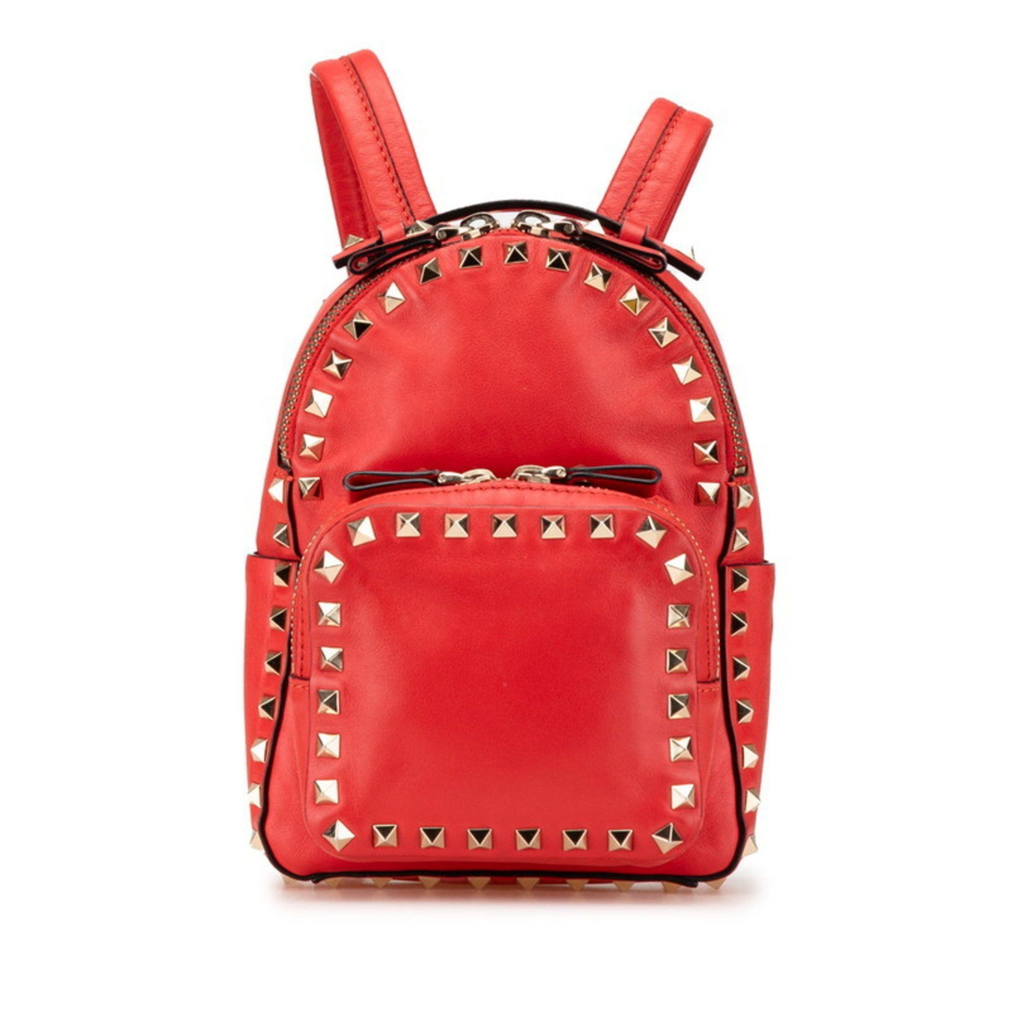 Valentino Valentino Rockstud Backpack Red Leather Women's Size ONE SIZE - 1 Thumbnail