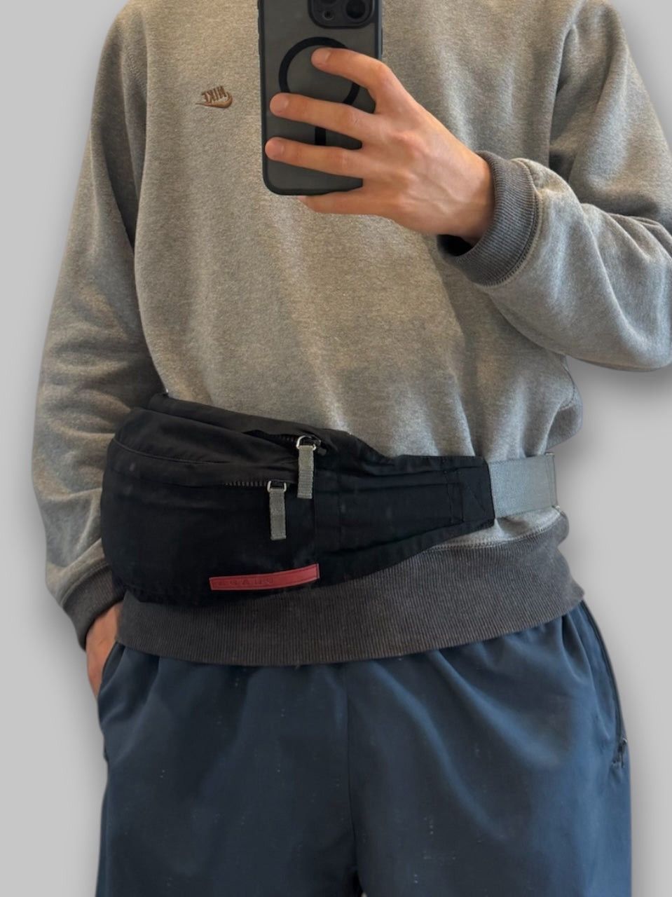 Prada PRADA Sports Waist Bag Nylon Black Red Size ONE SIZE - 11 Thumbnail