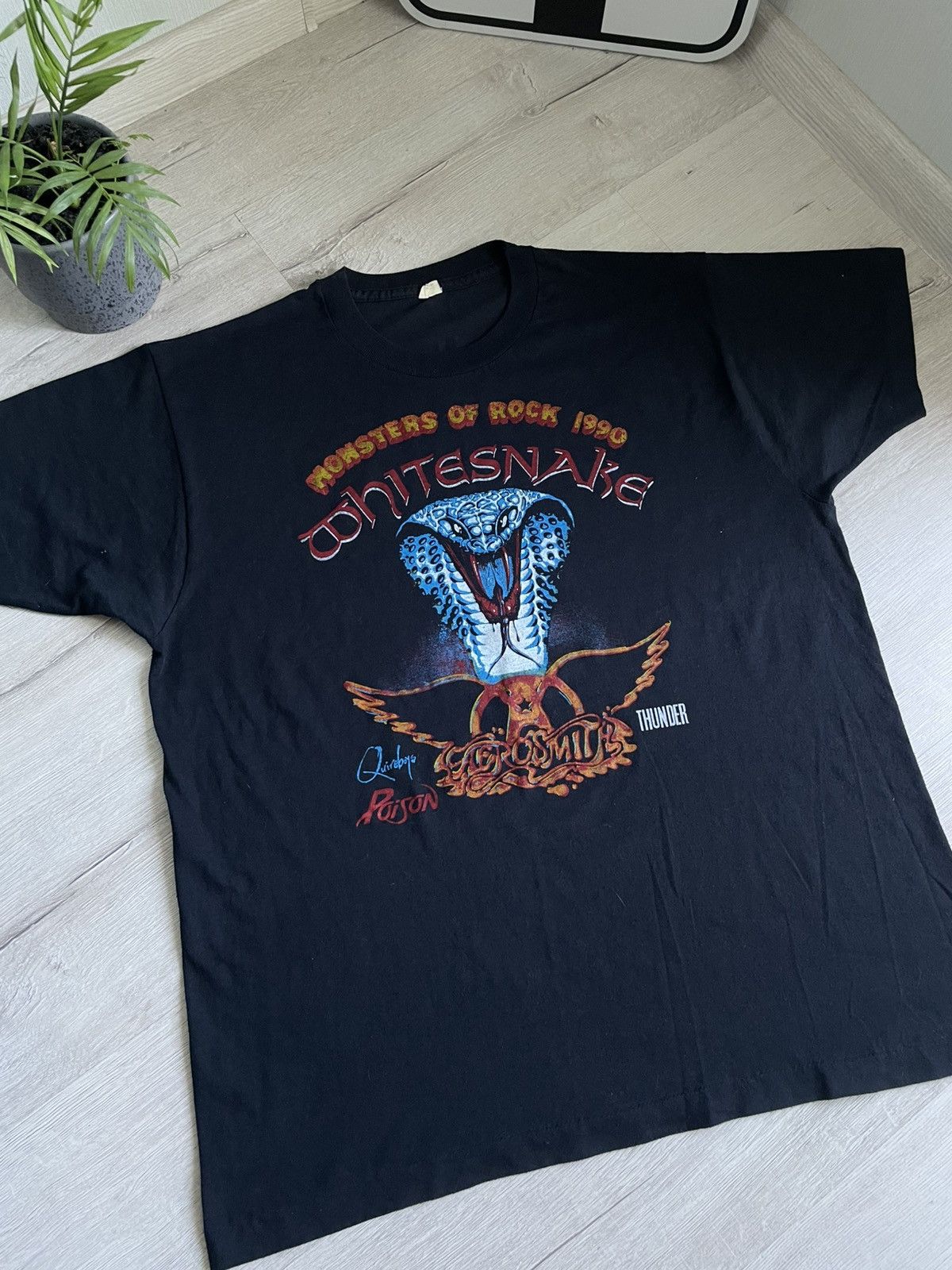 Band Tees Vntg Official Tee Monsters Of Rock 1990 WhiteSnake AeroSmith Size US XXL / EU 58 / 5 - 3 Thumbnail
