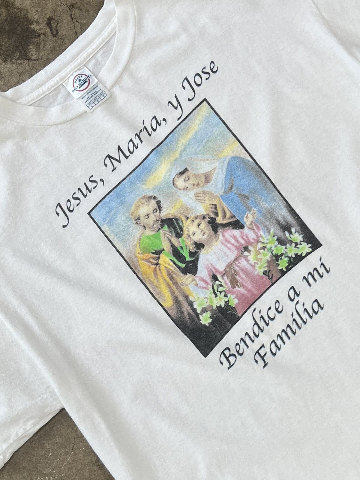 Vintage Jesus Maria y Jose Mother Marry Religious Tee Large