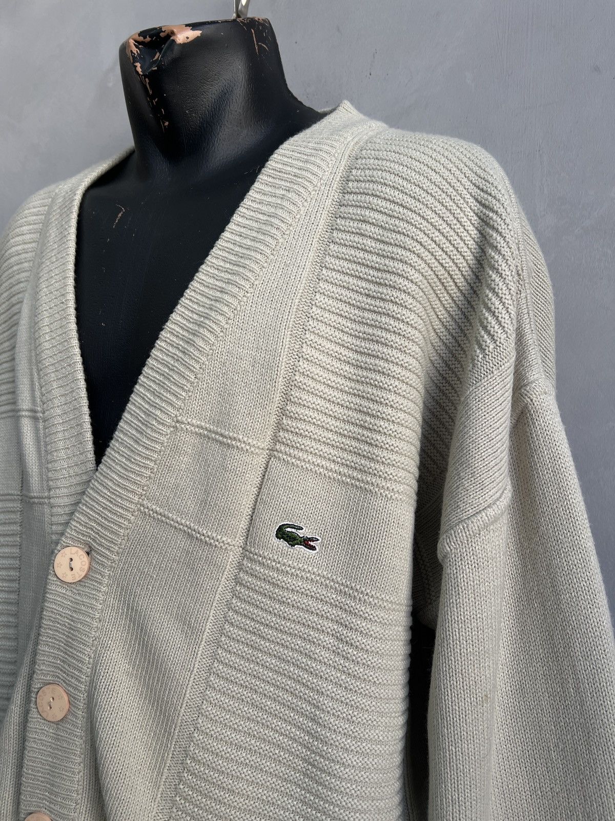 Lacoste Beige Knit lacoste chemise y2k Cardigan Vintage Classic Size US L / EU 52-54 / 3 - 3 Thumbnail