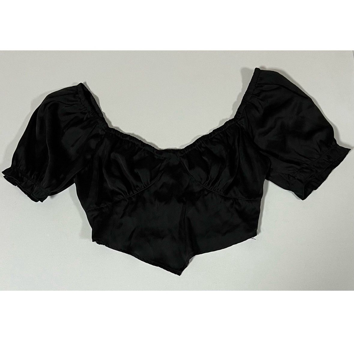 Japanese Brand Black Satin Silk Bandana Crop Top Shirt Blouse Tee Size S 🖤 Size S / US 4 / IT 40 - 2 Thumbnail