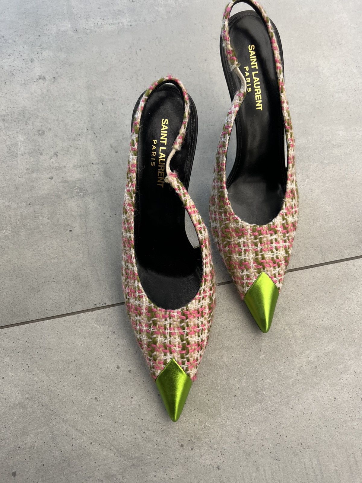 Saint Laurent Paris 🔥$1.1K VALUE🔥Saint Laurent Vesper Tweed Pump Shoes Size US 8 / IT 38 - 3 Thumbnail