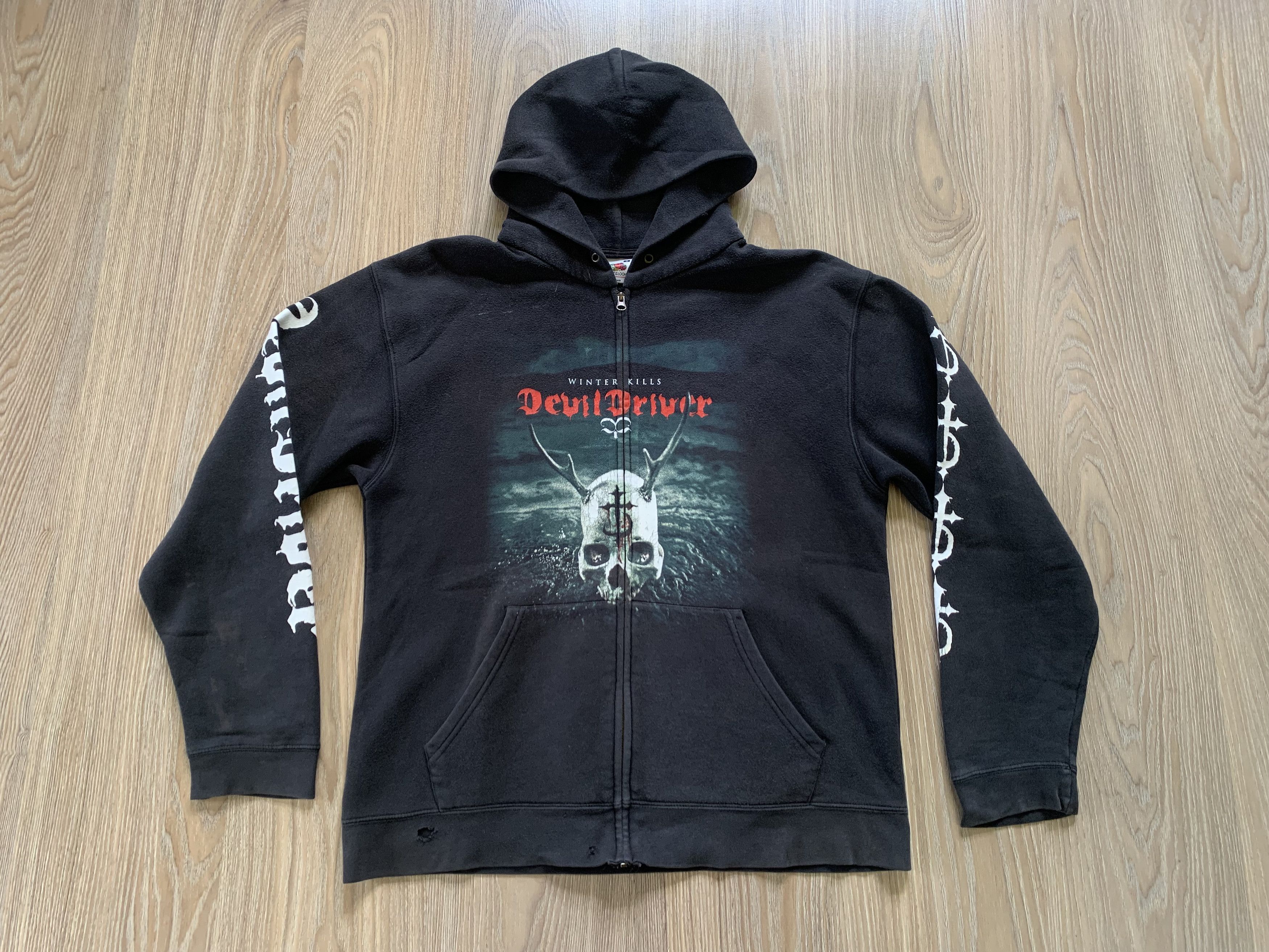 Fruit Of The Loom Vintage Devil Driver Black Cotton Hoodie Size US M / EU 48-50 / 2 - 2 Thumbnail
