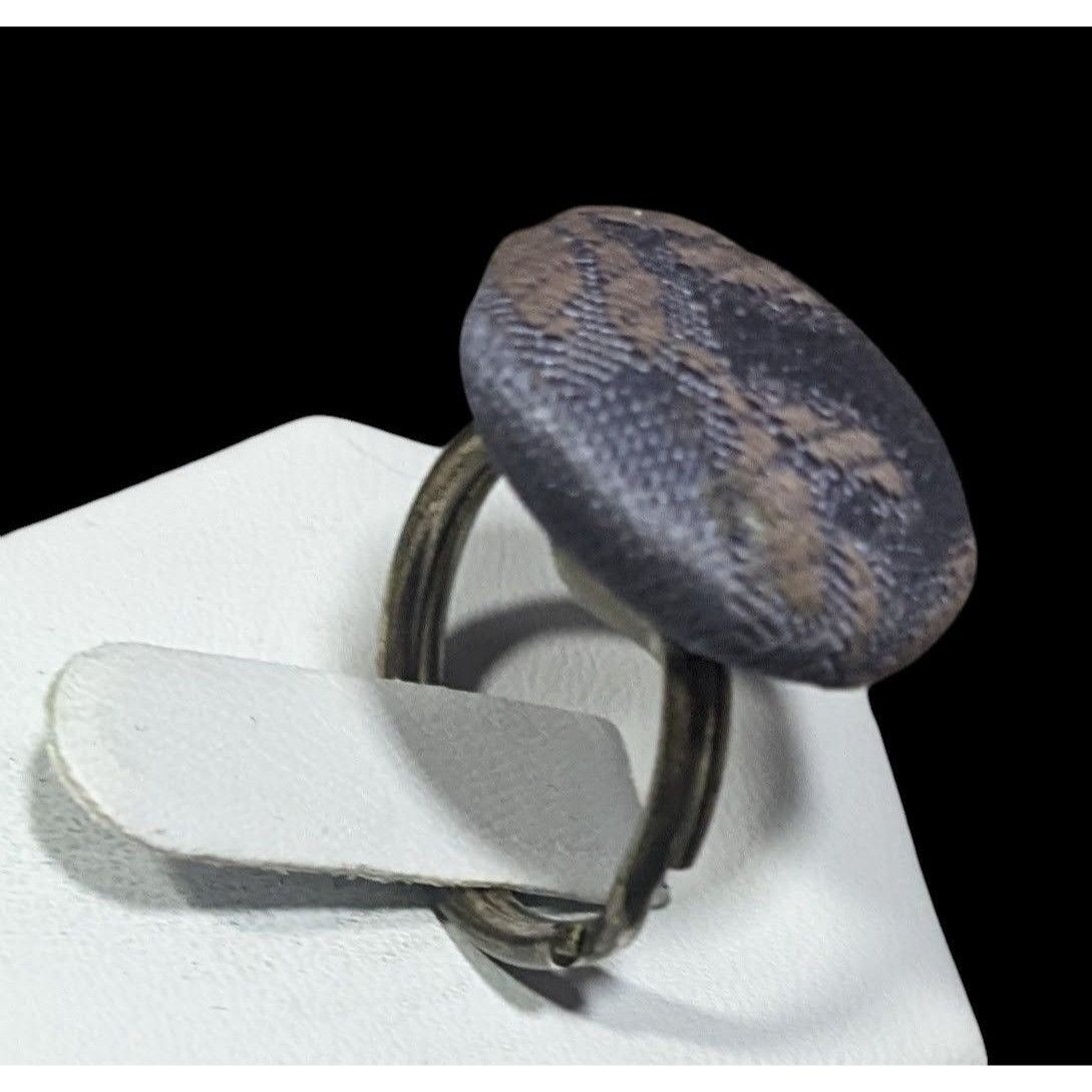 Other Upcycled Vintage Blue Fabric Floral Button Ring Size 6 1/2 Size ONE SIZE - 5 Thumbnail