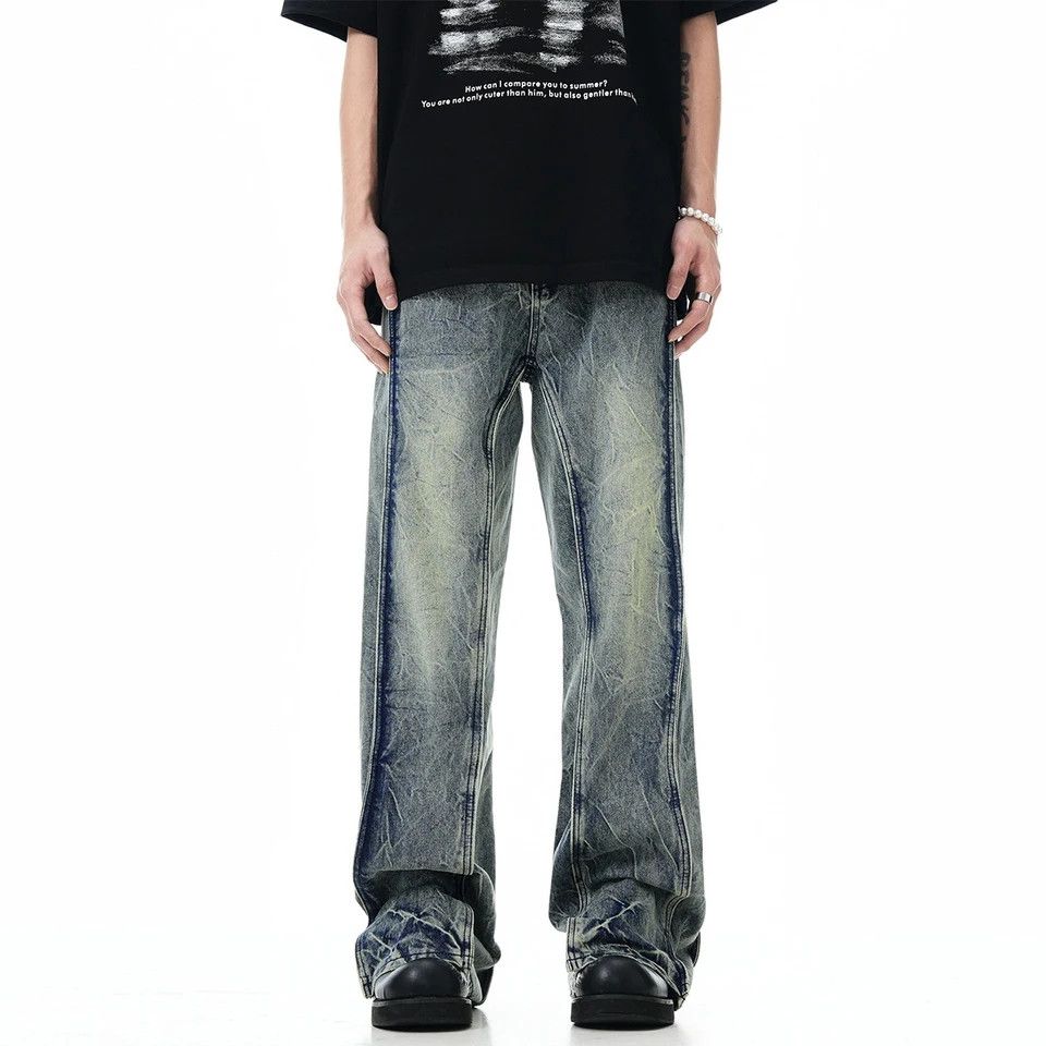 Japanese Brand × Jean × Vintage Washed Curved Lightning Jeans Size US 31 - 2 Thumbnail