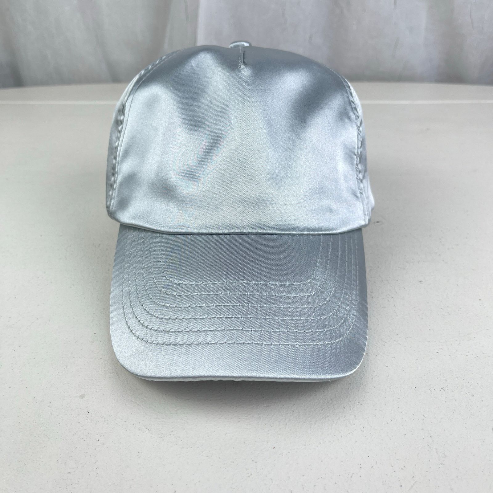 Forever 21 Shiny Silver Satin Baseball Cap Dad Hat Y2K Futuristic Cyber Size ONE SIZE - 6 Thumbnail