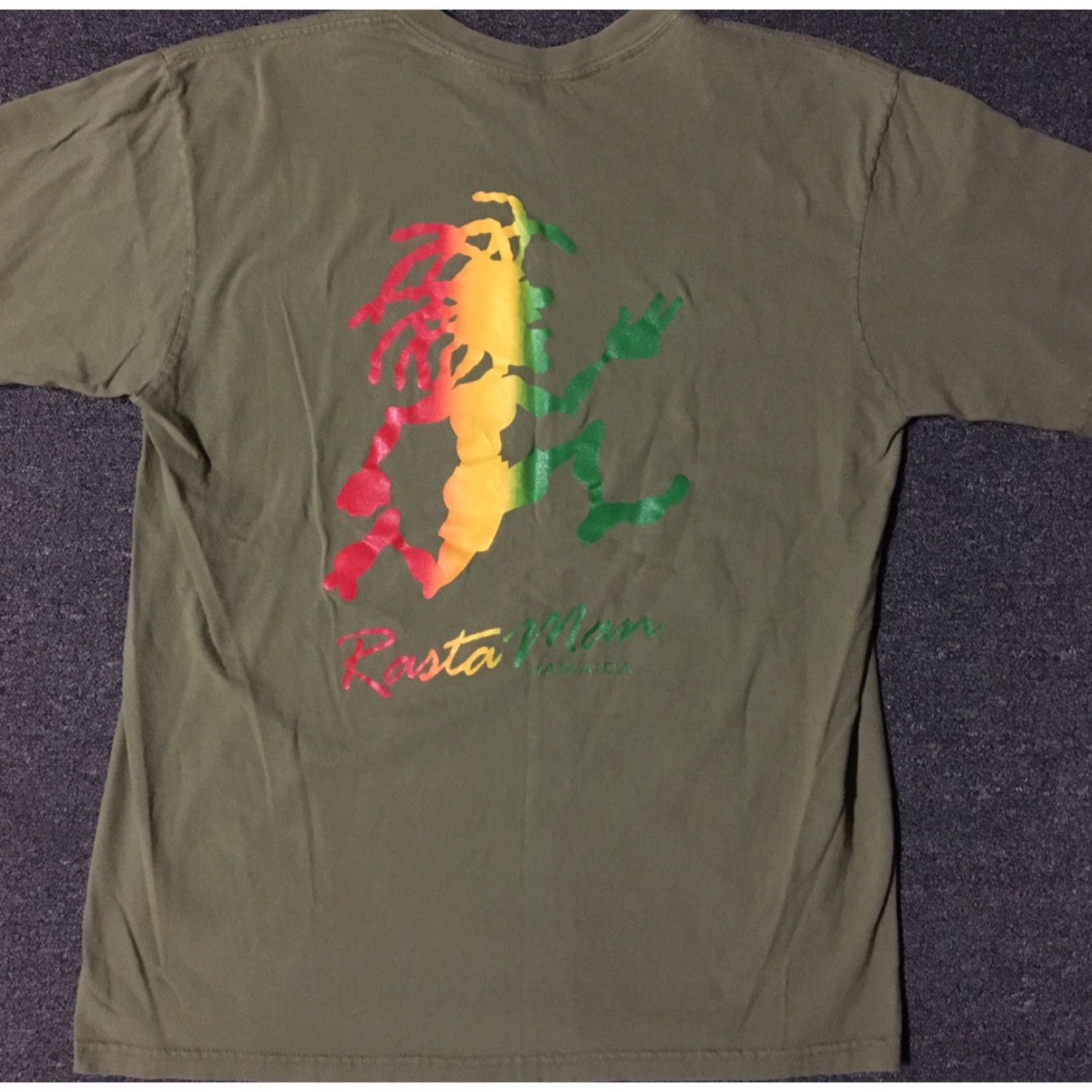 Vintage Vtg 90s Jamaica Rasta Man Shirt L Rastafari Island Vacation Reggae Jah Tourist T-Shirt Mens Green Size US L / EU 52-54 / 3 - 2 Thumbnail