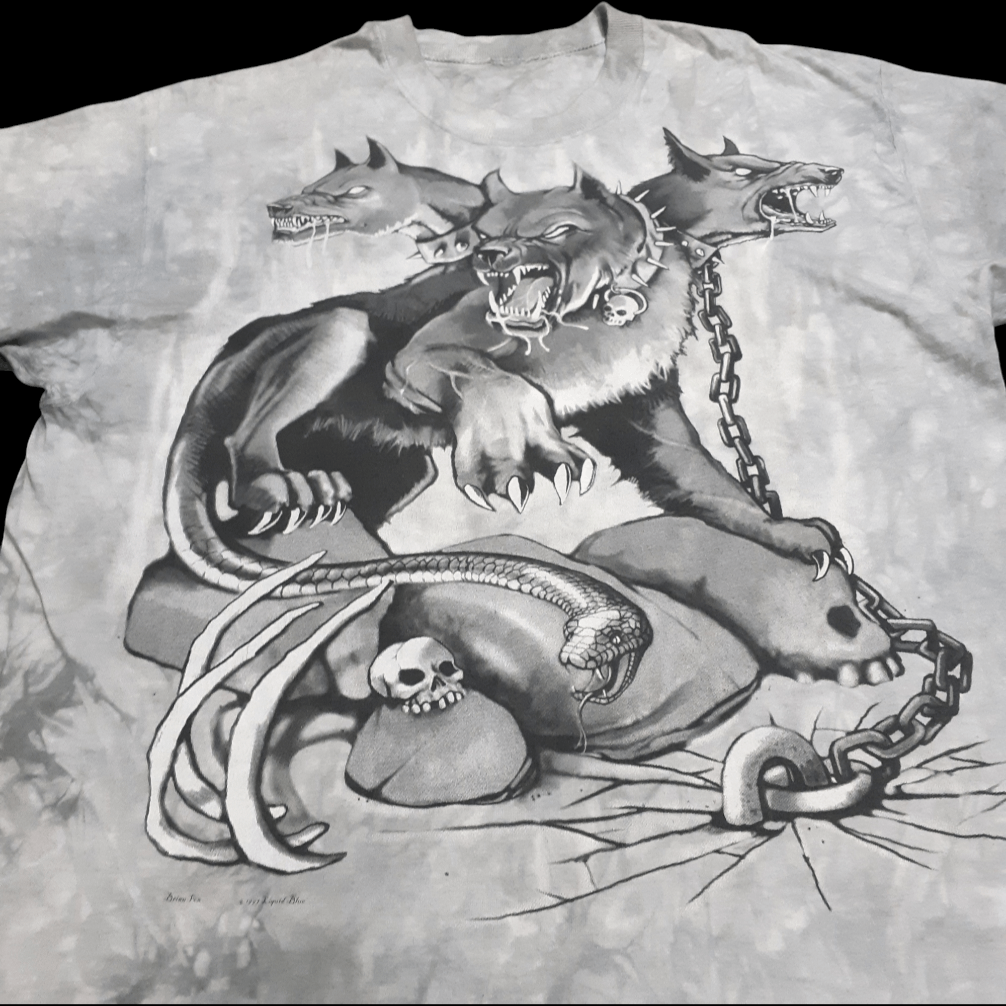 Liquid Blue × Vintage Vintage Rare Liquid Blue T Shirt Cerberus 1997 XL Original Size US XL / EU 56 / 4 - 2 Thumbnail