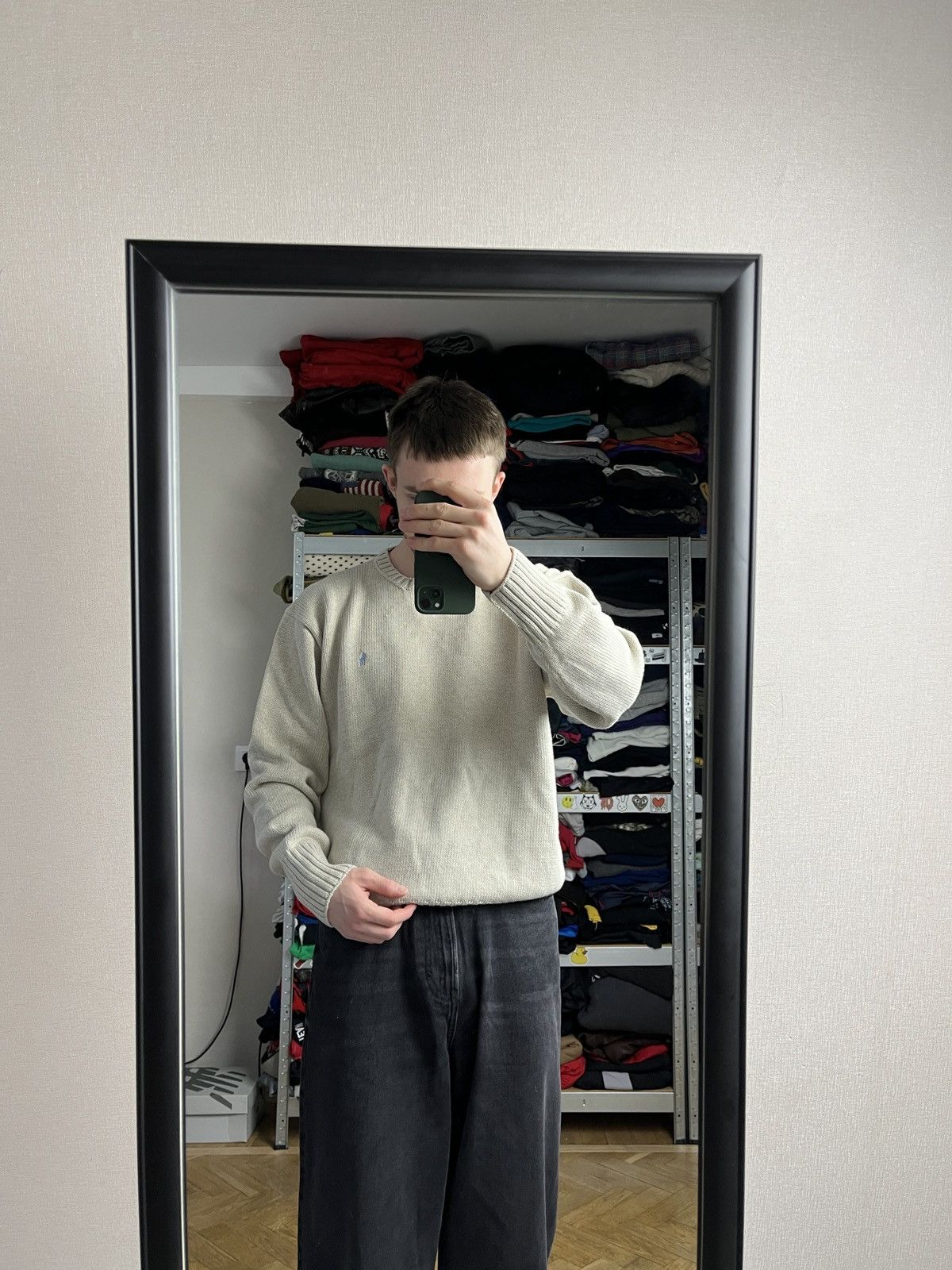 Polo Ralph Lauren × Ralph Lauren × Vintage Vintage 90’s Polo Ralph Lauren Beige Heavy Knit Sweater Hype Size US XL / EU 56 / 4 - 2 Thumbnail