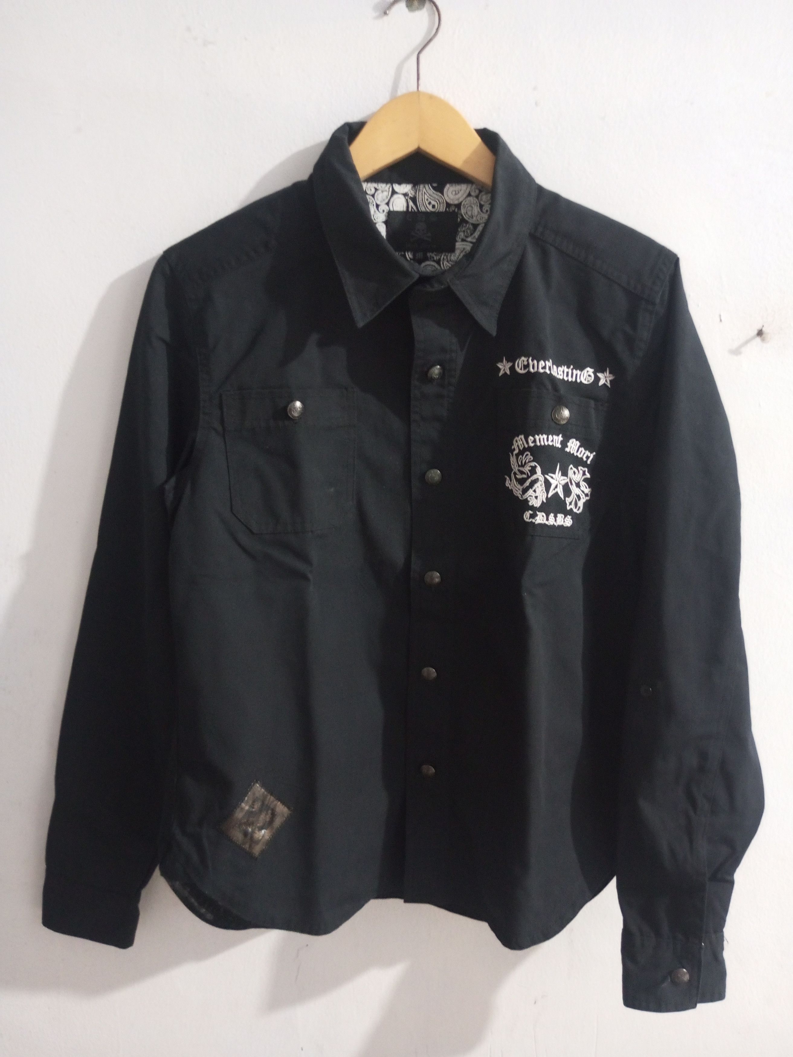 Japanese Brand cds black sense Paisley embroidery skull cross poem shirt Size US M / EU 48-50 / 2 - 2 Thumbnail
