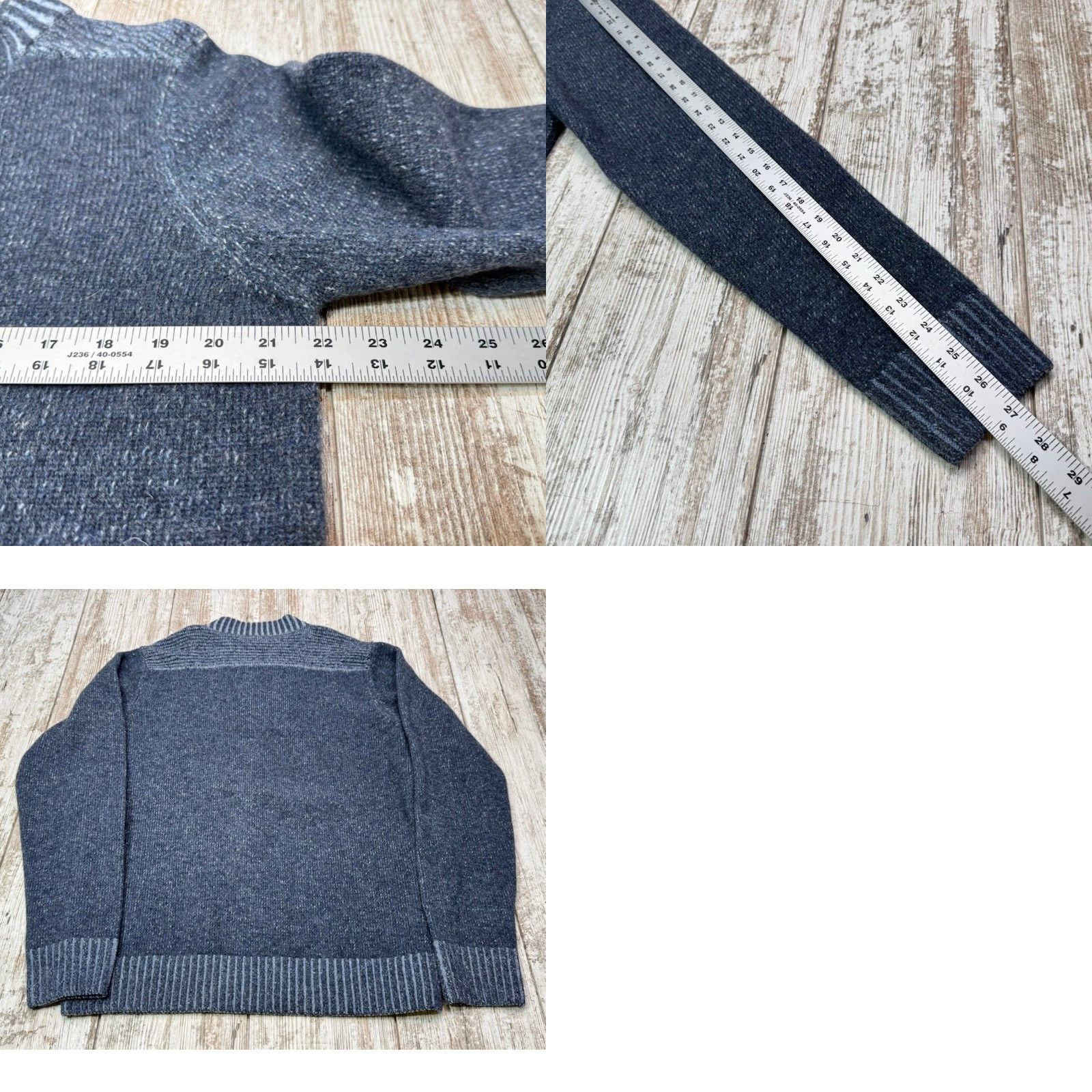 Pronto Uomo Pronto Uomo Mens Blue Wool 1/4 Zip Sweater Large Heather 100% Wool Blues Size US L / EU 52-54 / 3 - 8 Thumbnail