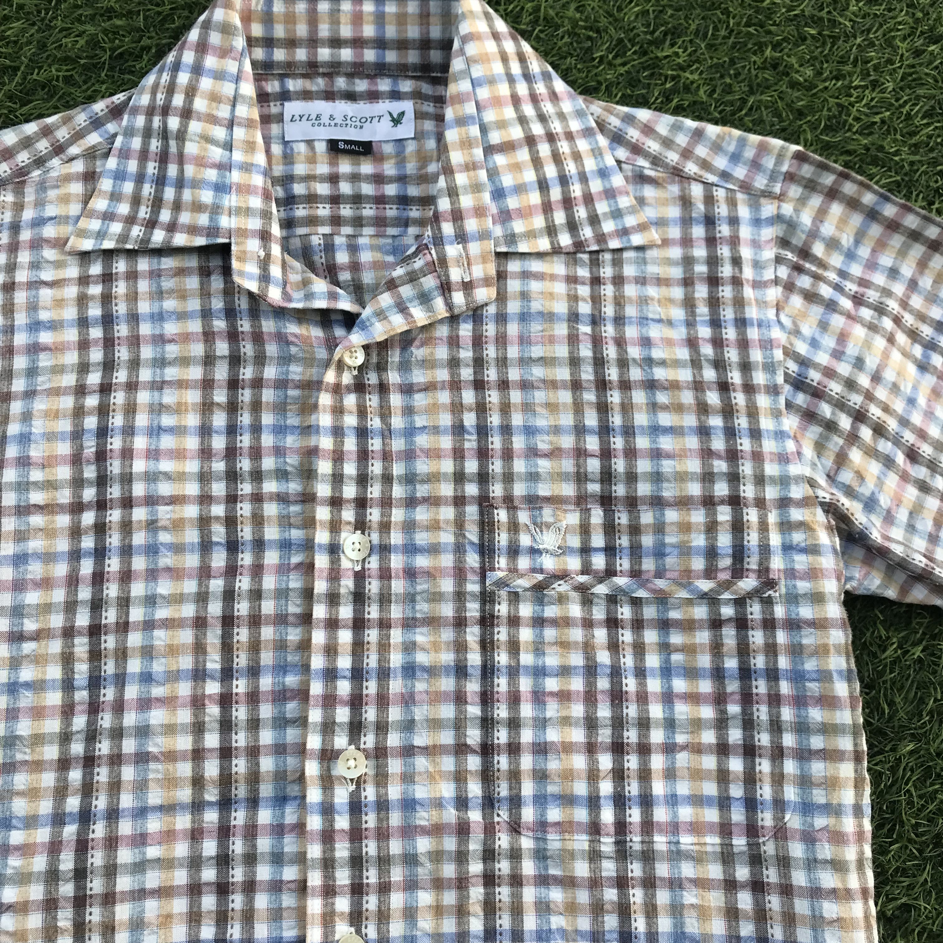 Lyle & Scott × Vintage Vintage Lyle And Scott open colar Shirt short sleeve Size US S / EU 44-46 / 1 - 2 Thumbnail