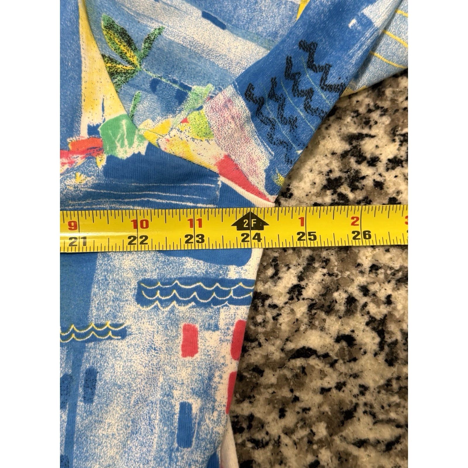 Vintage JESS & JANE Women's 2X Blue Geometric Long Sleeve Pullover Shirt Abstract Santorini Casual Grunge Size XXL / US 16-18 / IT 52-54 - 4 Thumbnail