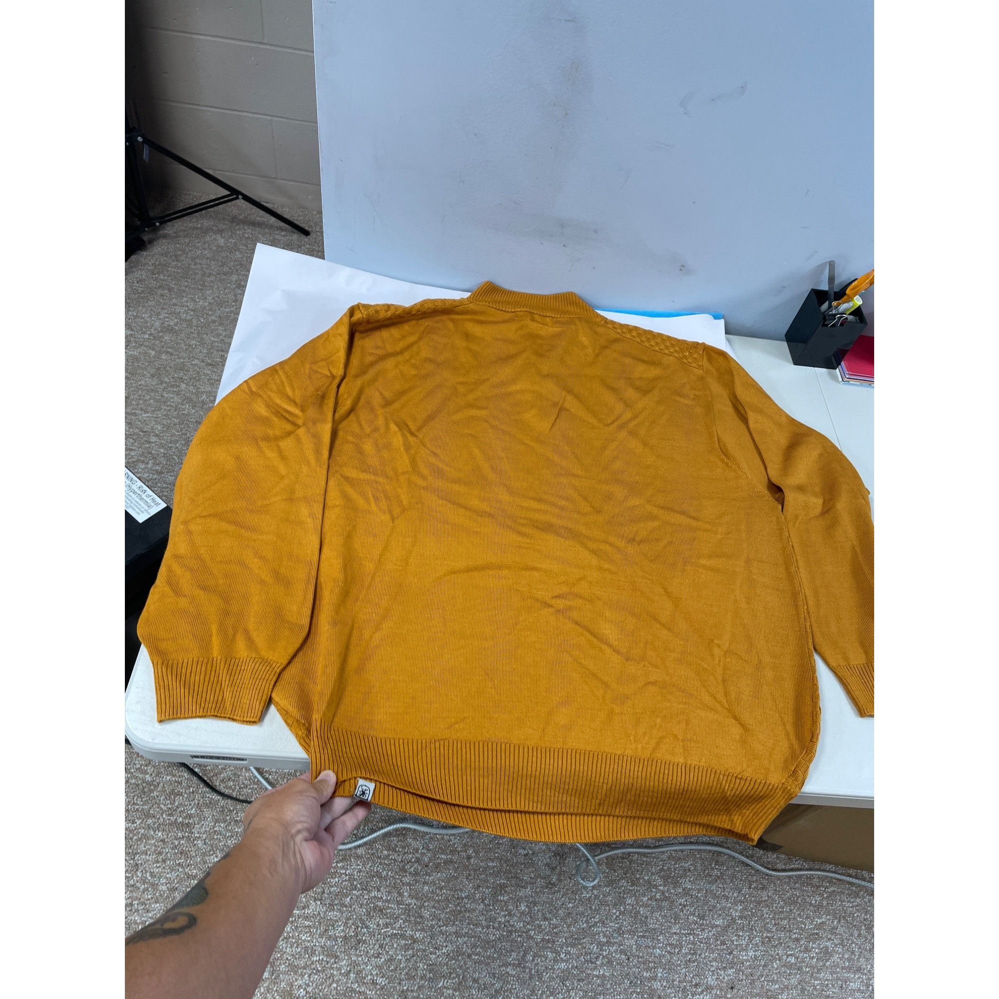 Stacy Adams Stacy Adams Mens Gold Rust Knit Casual Dress Sweater Size 3X Size US XXL / EU 58 / 5 - 10 Thumbnail